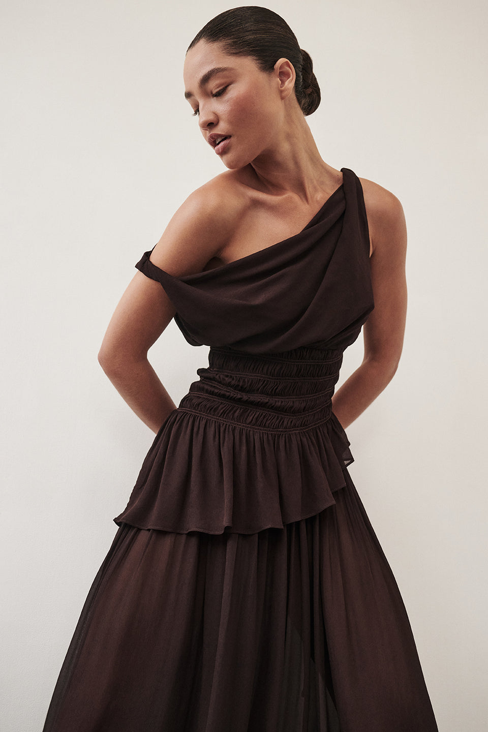 TIANA DARK CHOC ASYM TOP