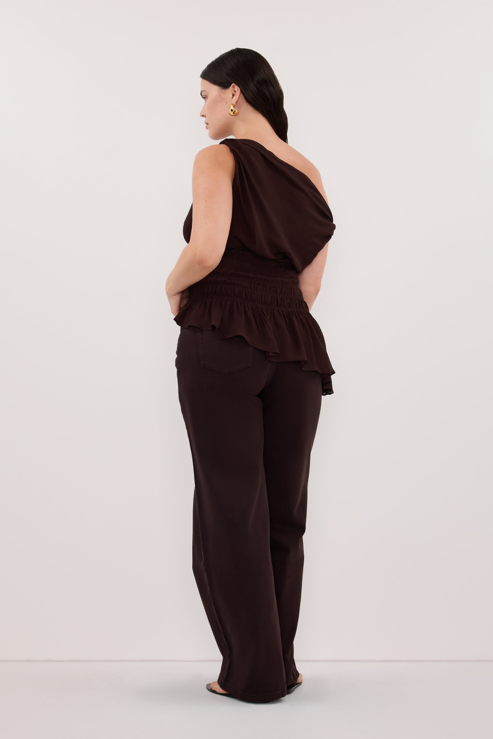 TIANA DARK CHOC ASYM TOP