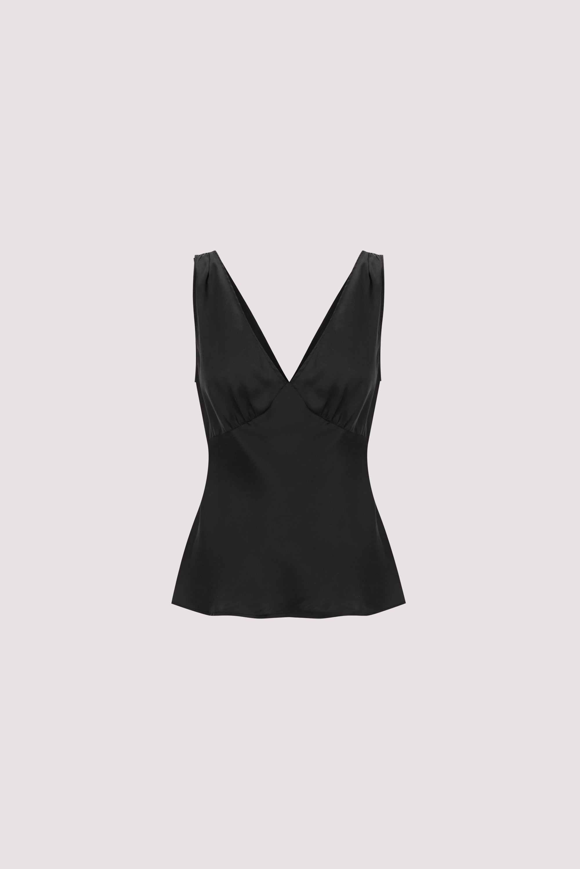 JORJA BLACK SLEEVELESS SILK TOP