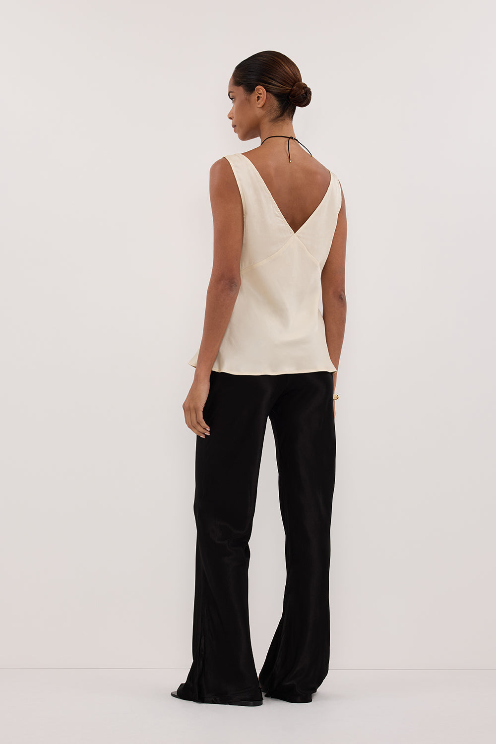JORJA STRAW SLEEVELESS SILK TOP