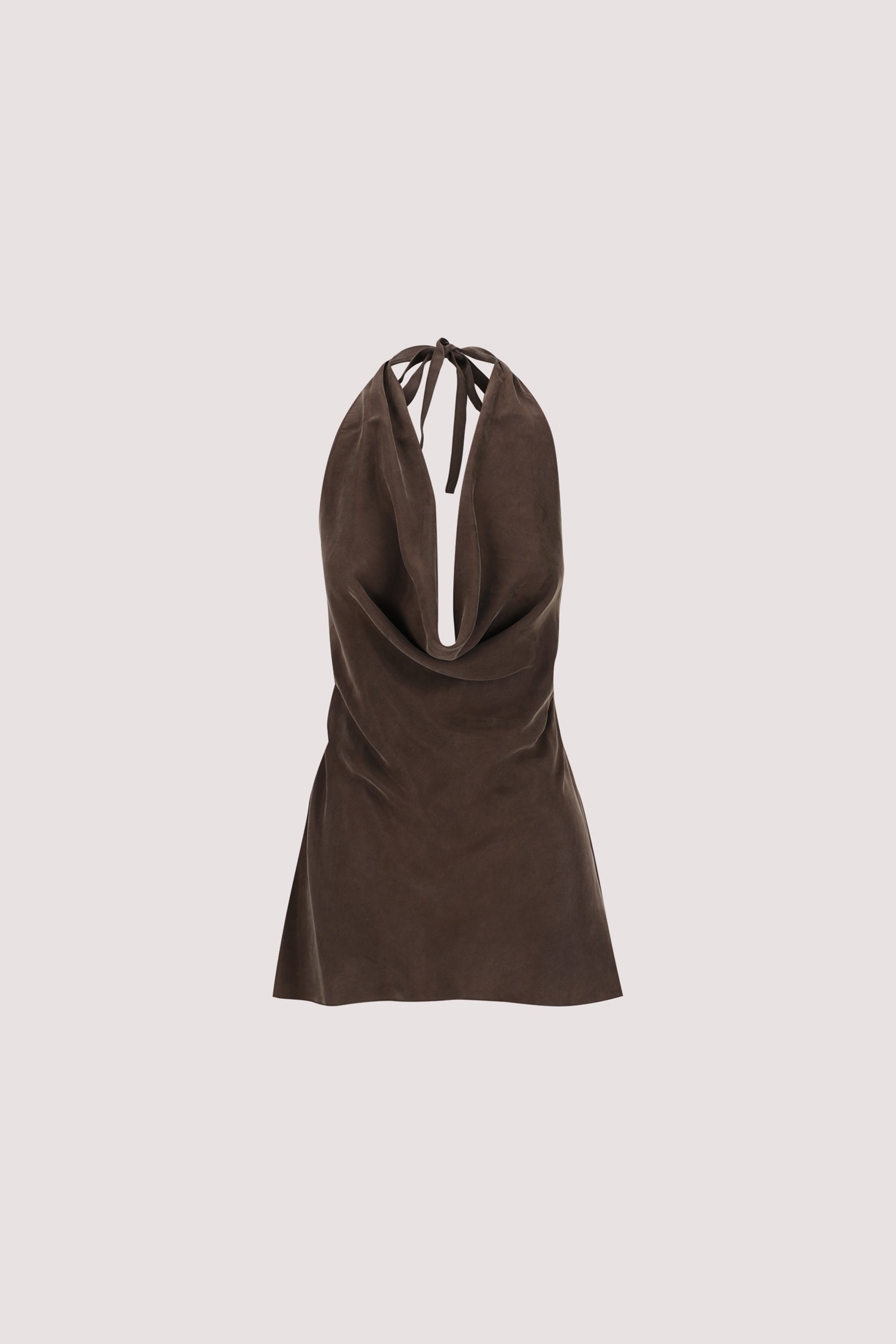 CARLENE BITTER CHOC SLEEVELESS CUPRO COWL TOP
