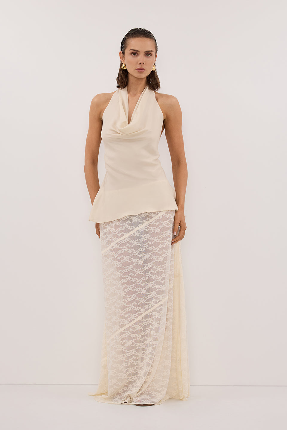 CARLENE STRAW SLEEVELESS CUPRO COWL TOP