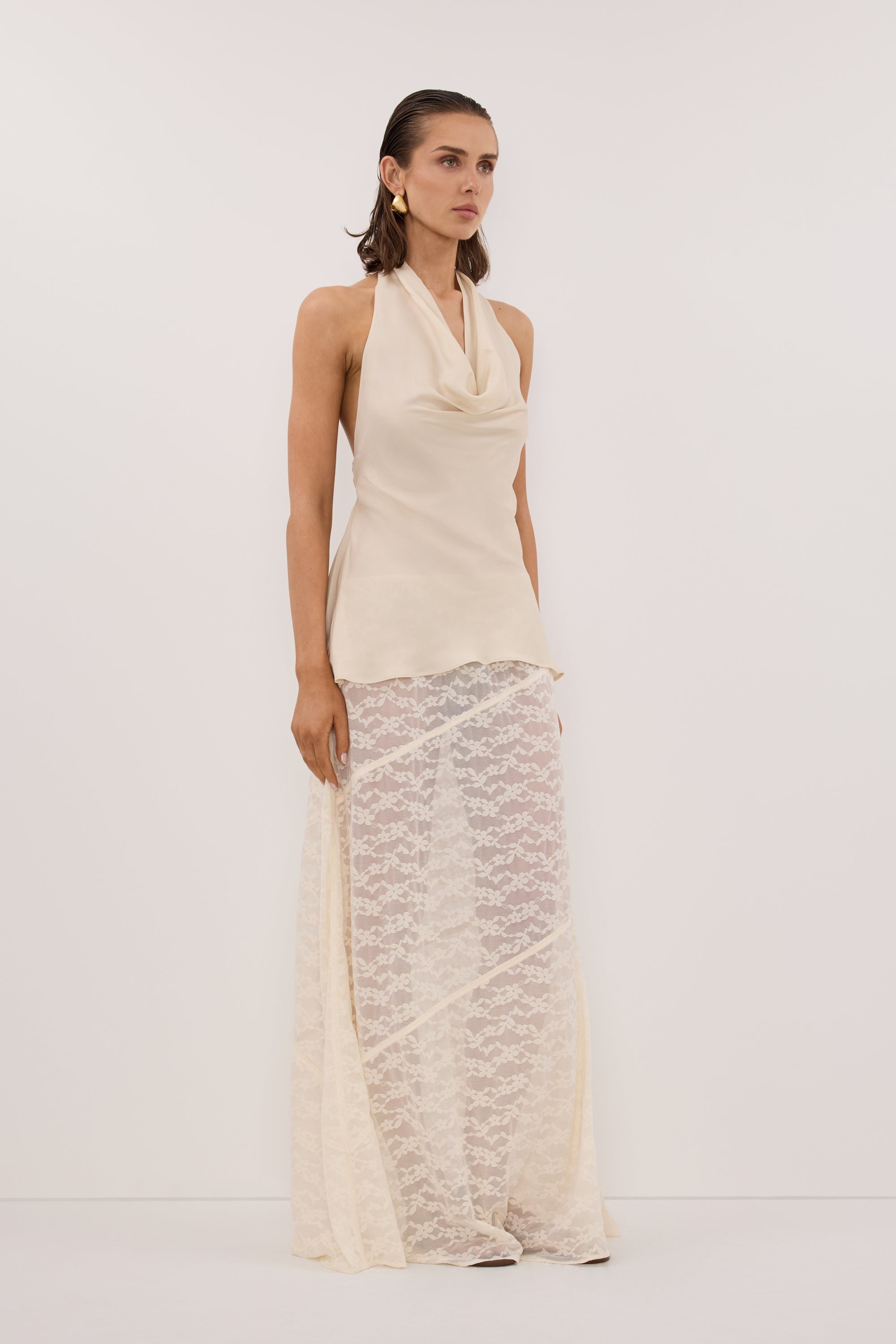 CARLENE STRAW SLEEVELESS CUPRO COWL TOP