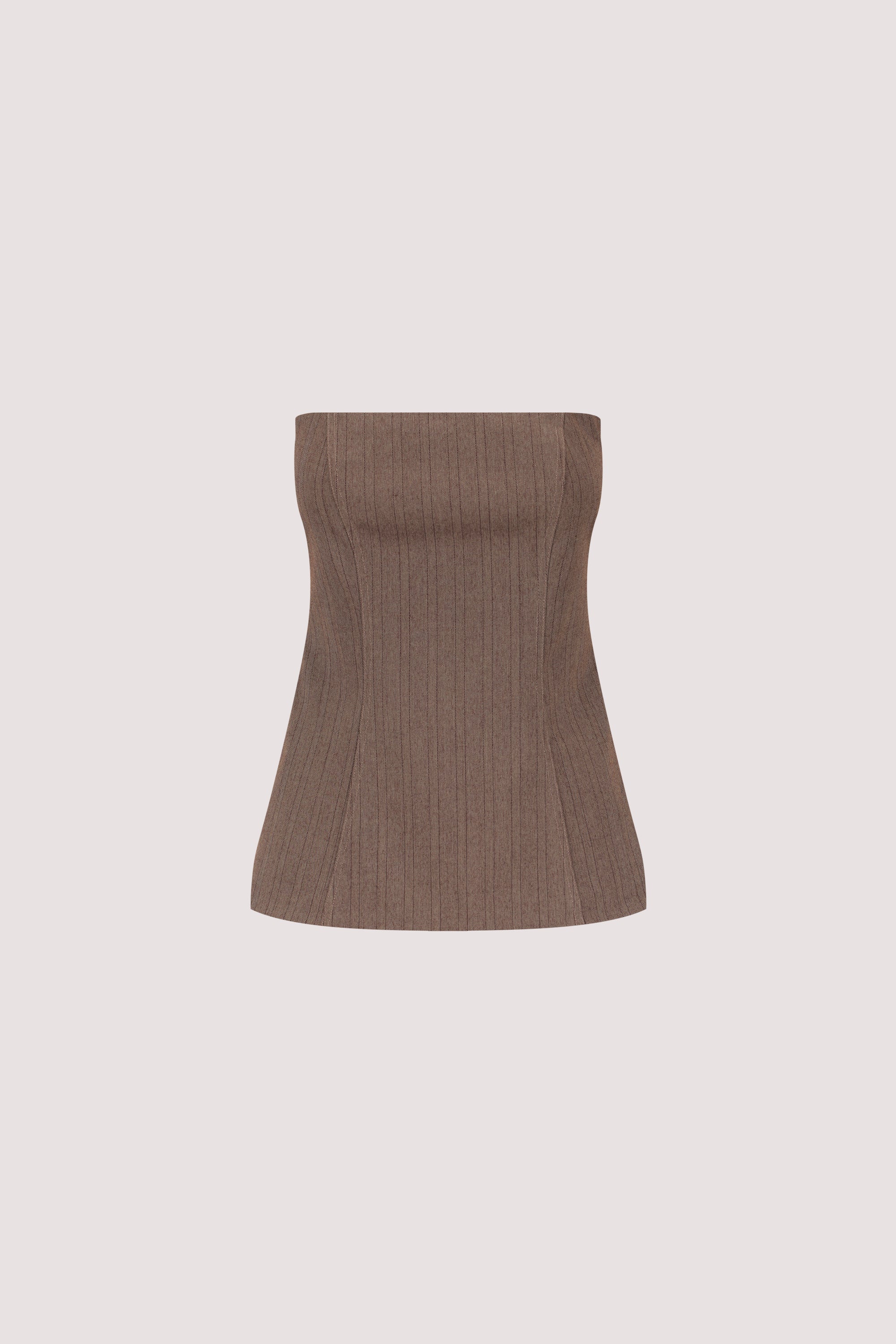 HAILEY CHOC STRIPE BUSTIER TOP – DISSH