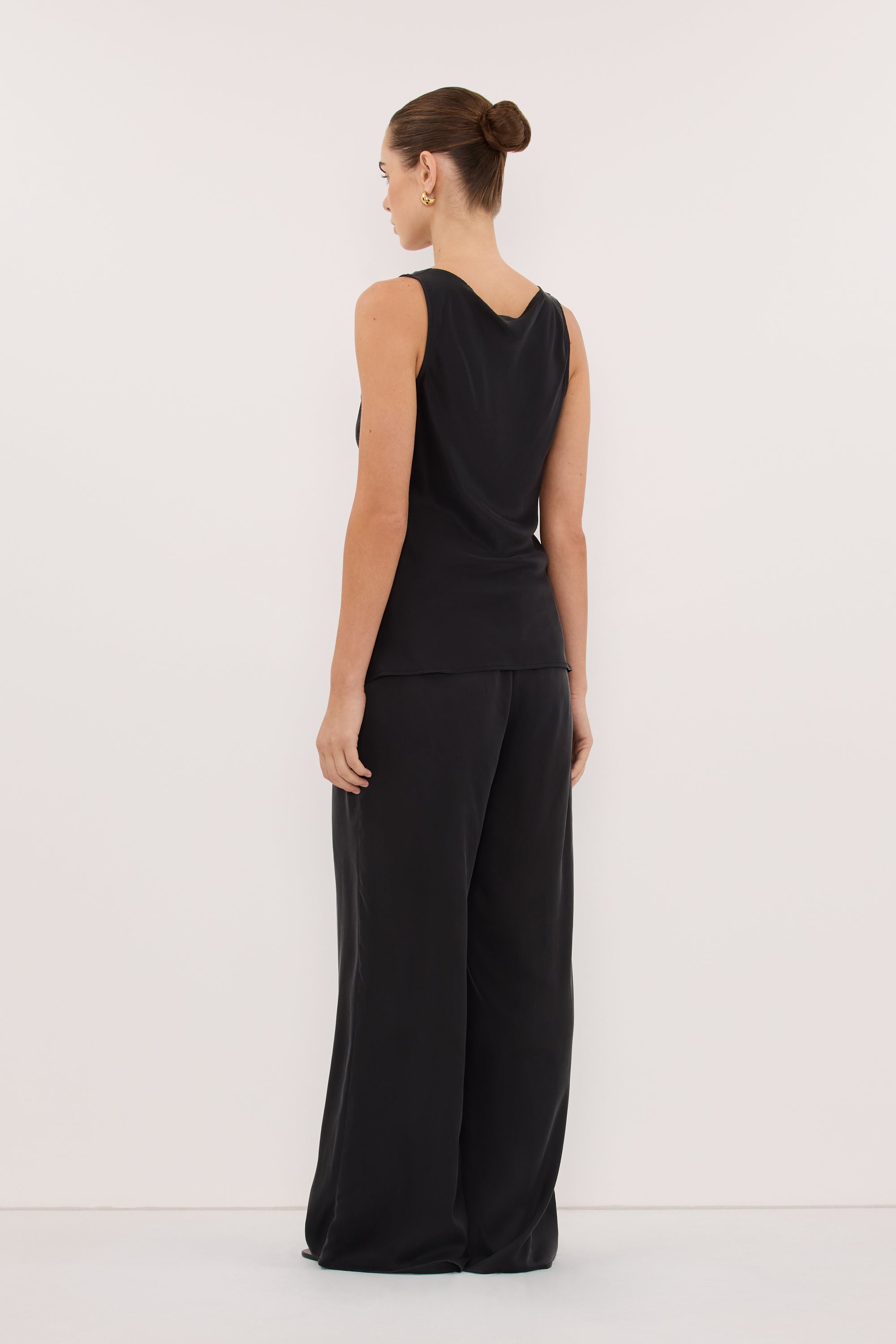 PEYTON BLACK SILK COWL TOP