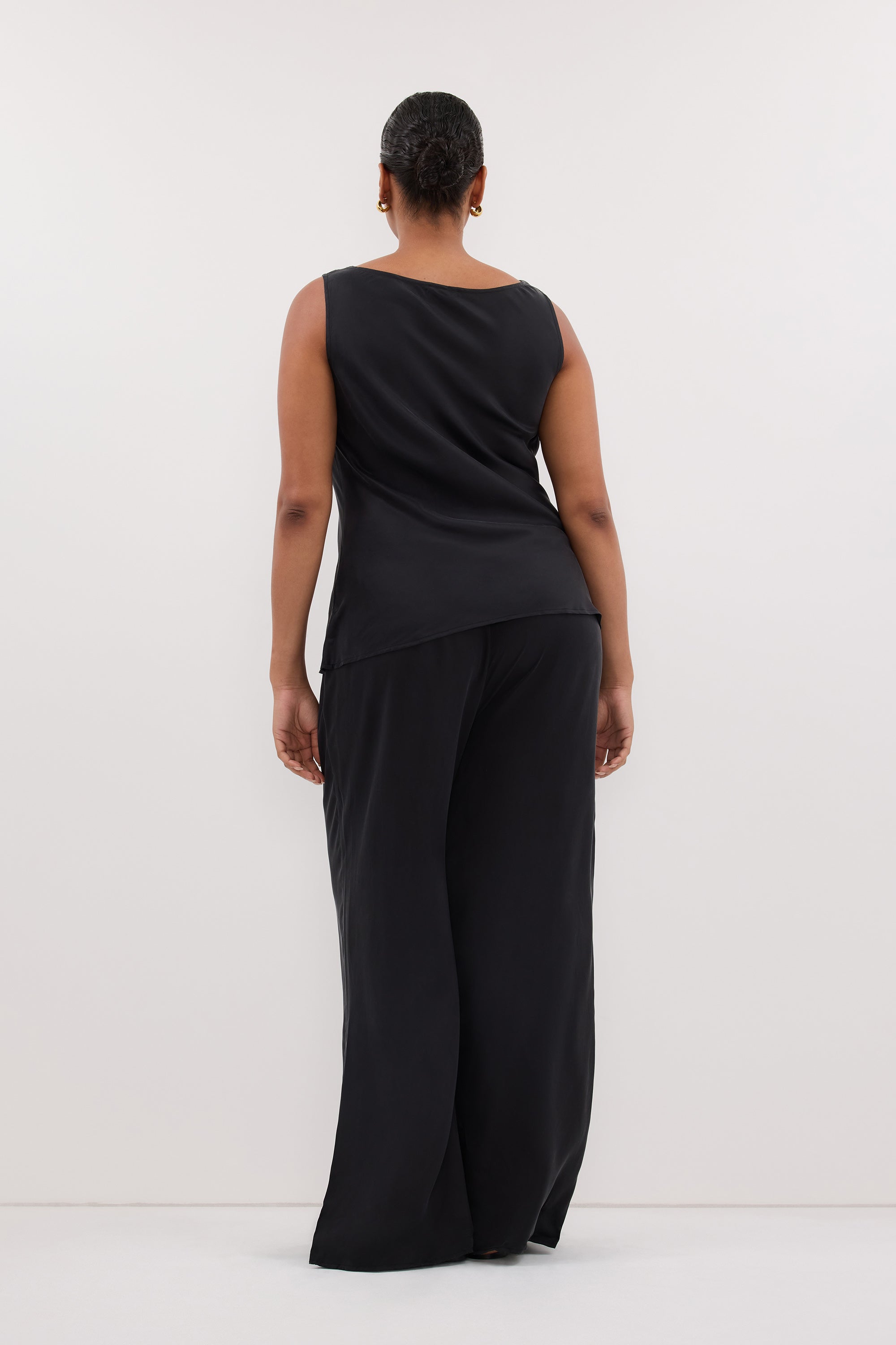PEYTON BLACK SILK COWL TOP