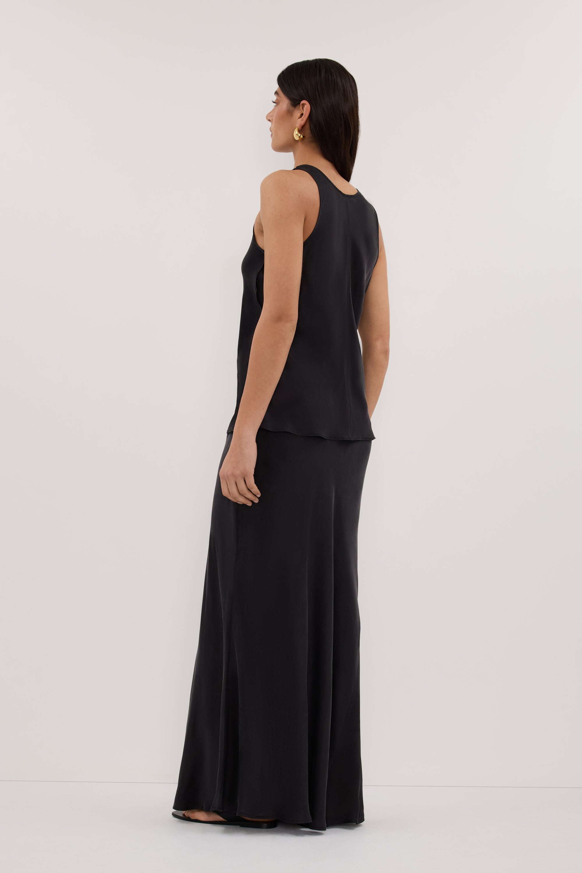 COLETTE BLACK SILK MIDI SKIRT