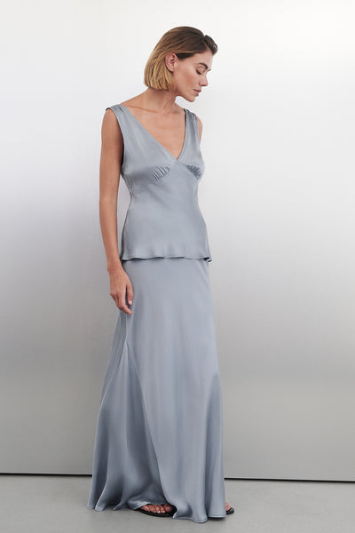 Colette Silk Maxi Skirt in Dusty Blue By DISSH | Matching Set Colette Silk Maxi Skirt in Dusty Blue By DISSH | Matching Set