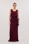 COLETTE MERLOT SILK MIDI SKIRT