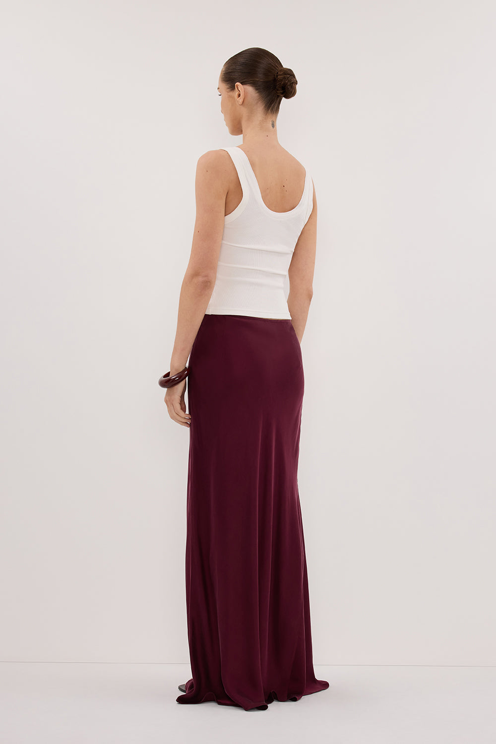 COLETTE MERLOT SILK MAXI SKIRT