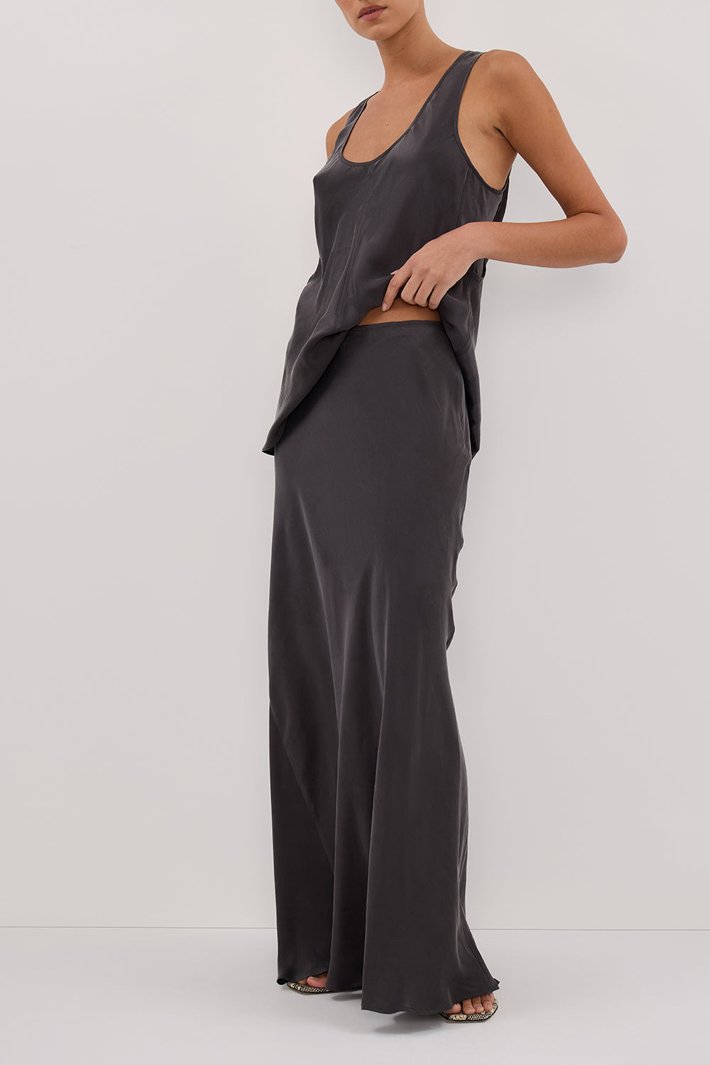 COLETTE PETROL SILK SKIRT