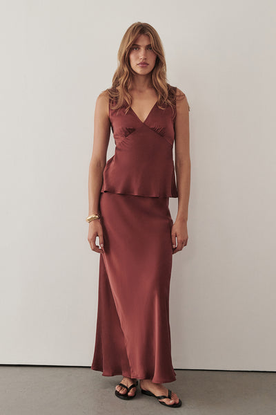 Yulia wearing COLETTE SAHARA SILK MAXI SKIRT