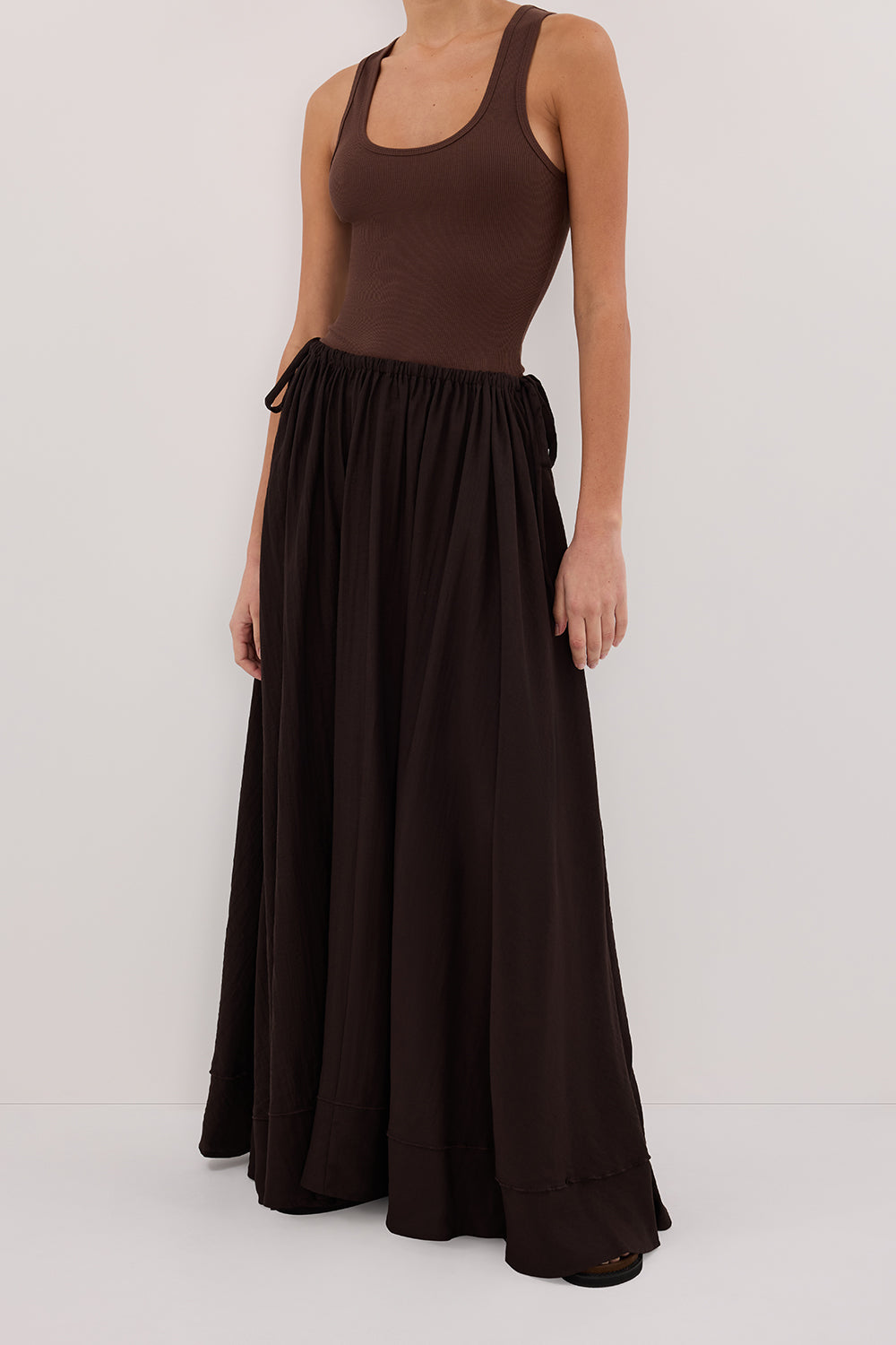 SHANIYA BITTER CHOC BOHO MAXI SKIRT