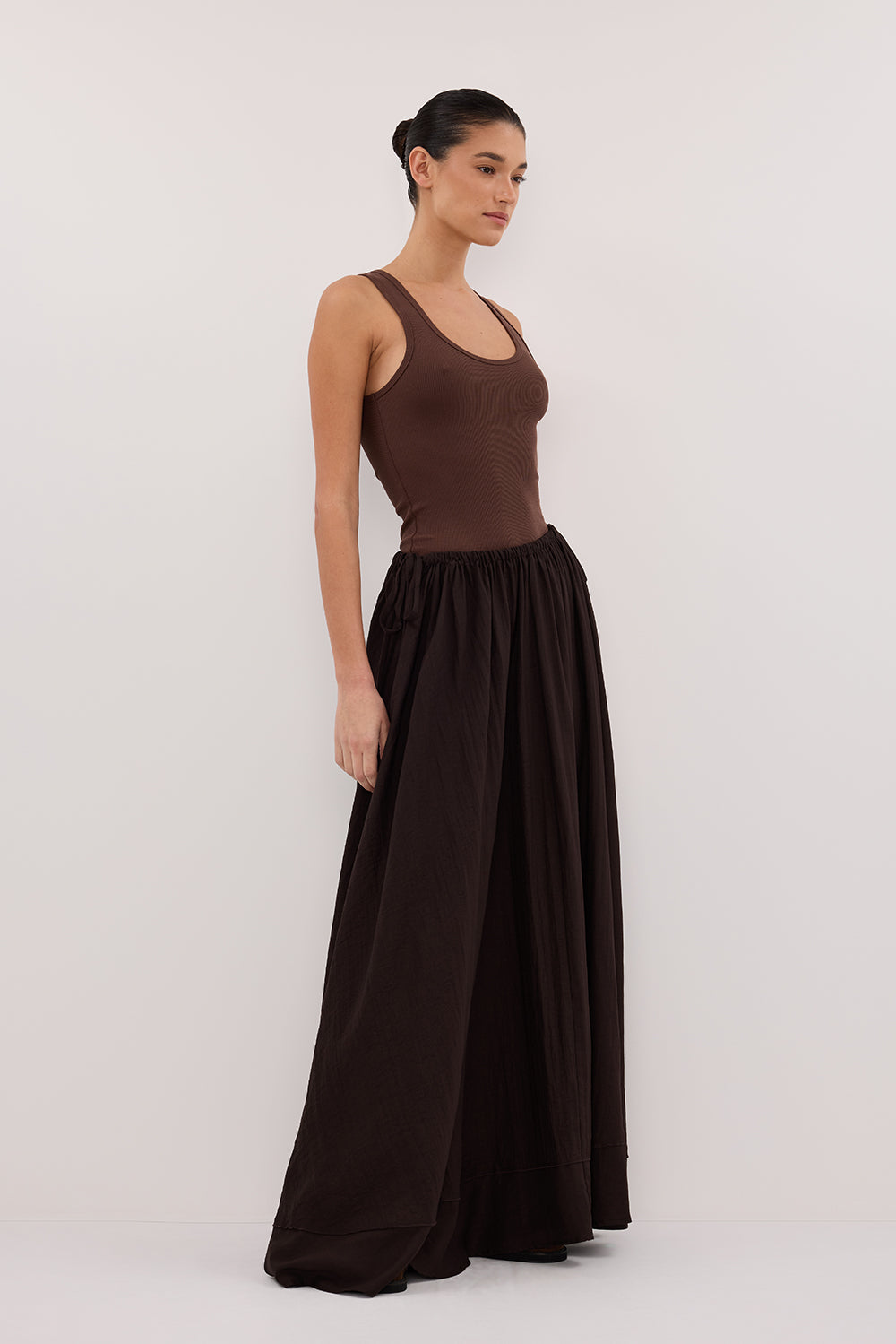 SHANIYA BITTER CHOC BOHO MAXI SKIRT