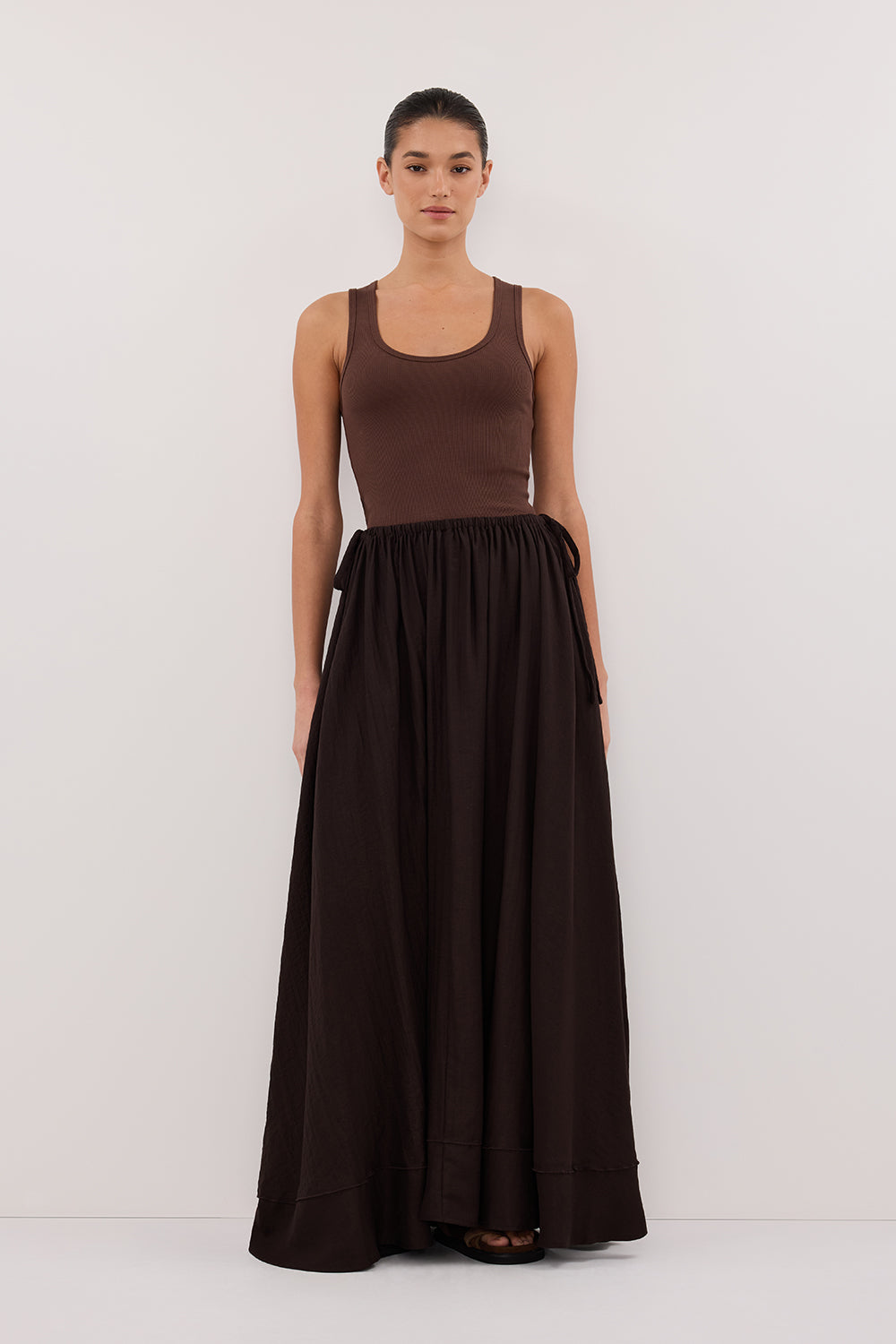 SHANIYA BITTER CHOC BOHO MAXI SKIRT