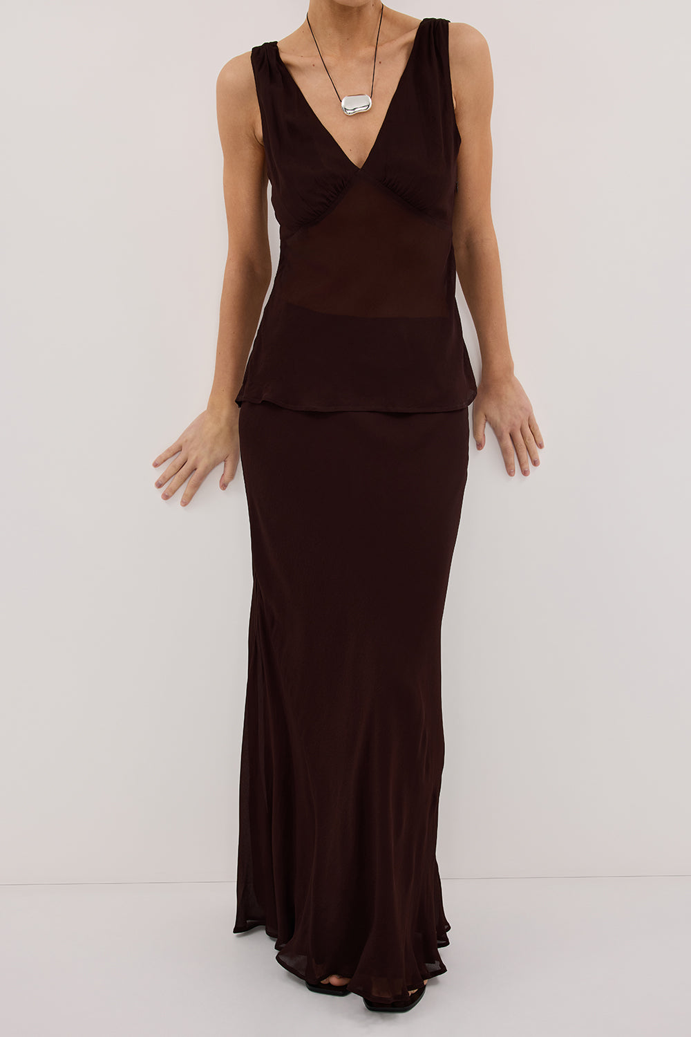 CARLY DARK CHOC MIDI SKIRT