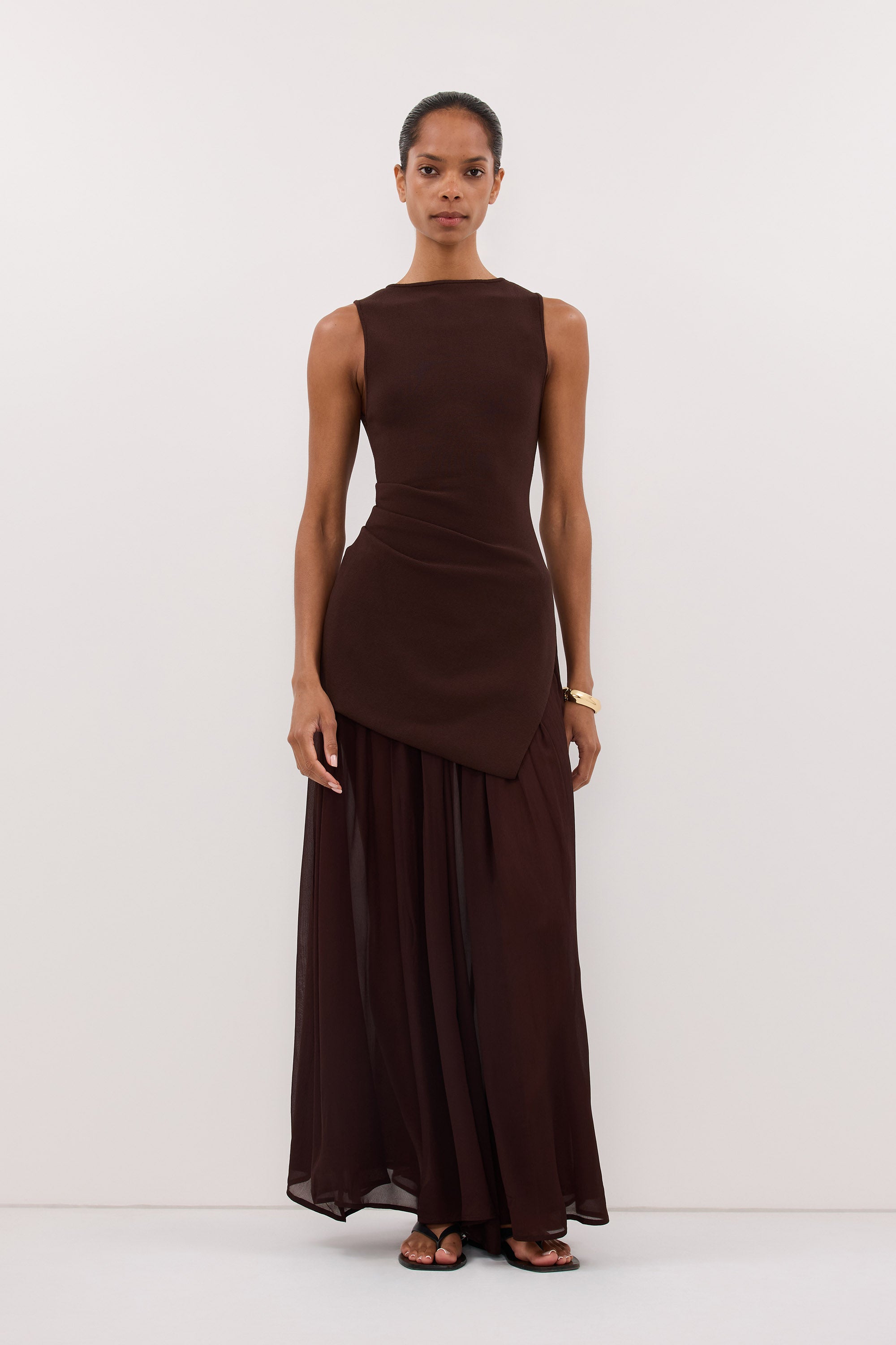 TIANA DARK CHOC MIDI SKIRT