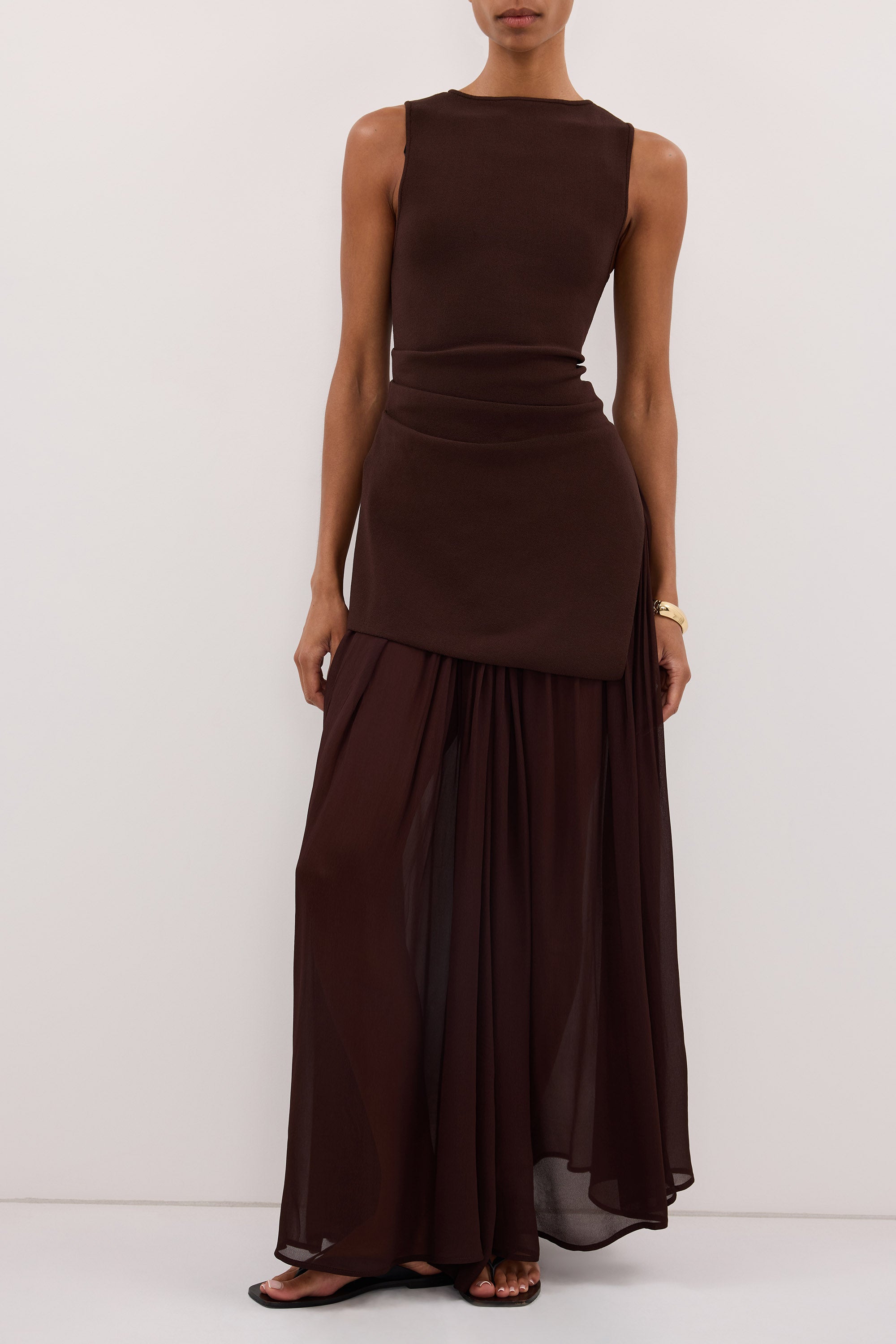 TIANA DARK CHOC MIDI SKIRT