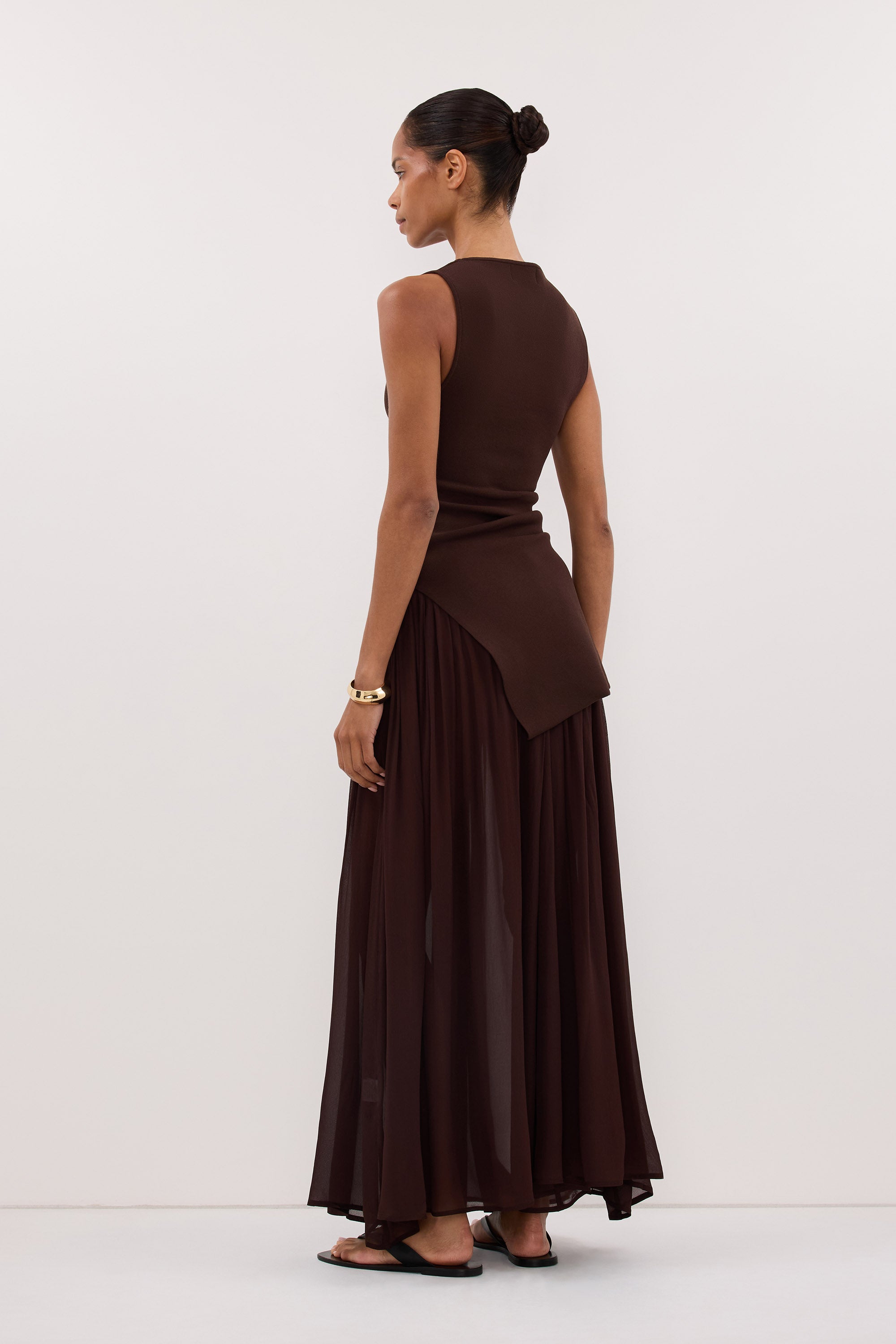 TIANA DARK CHOC MIDI SKIRT