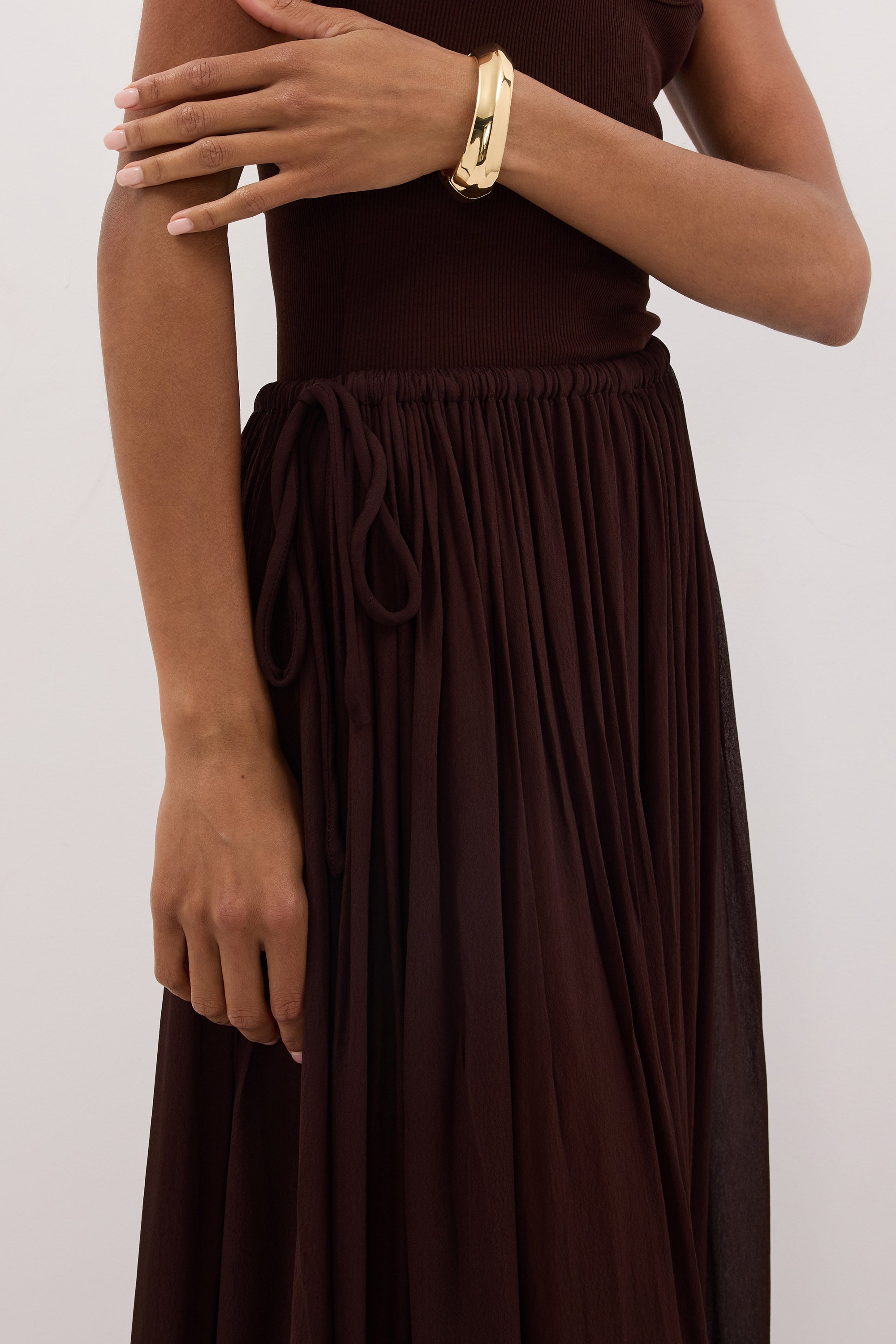 TIANA DARK CHOC MIDI SKIRT