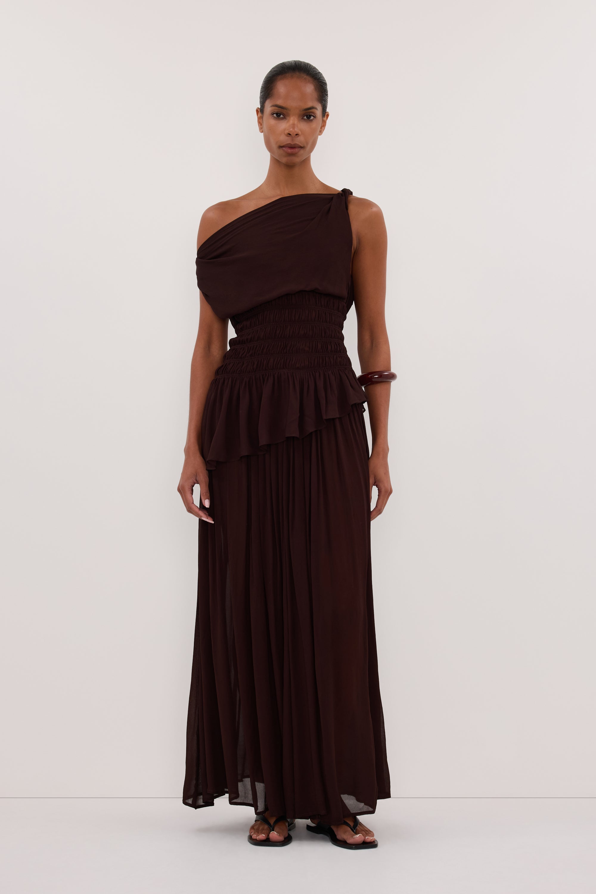 TIANA DARK CHOC MIDI SKIRT