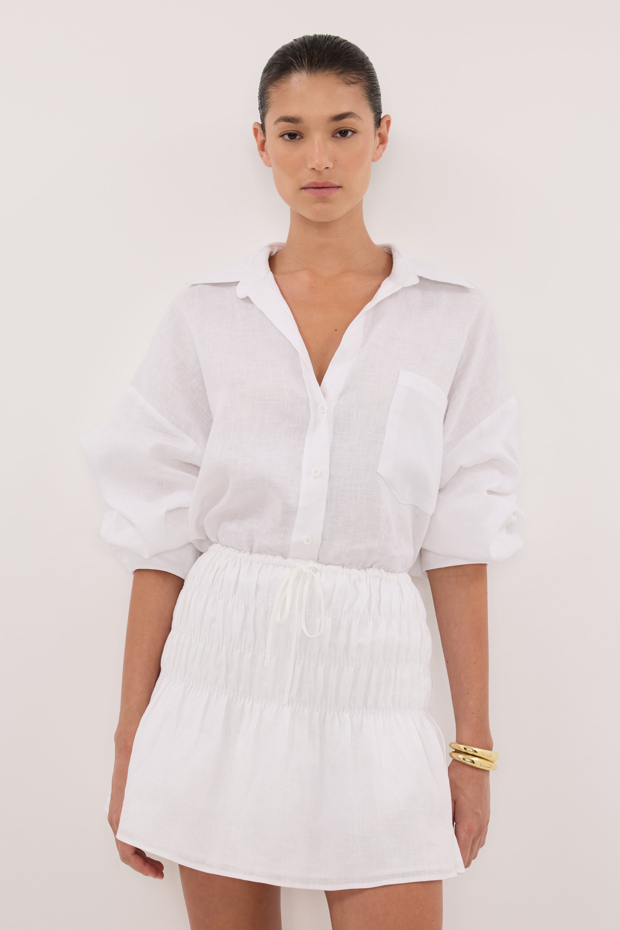 MAIA WHITE LINEN MINI SKIRT