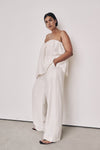 SHANIYA OFF WHITE LINEN BLEND PANT