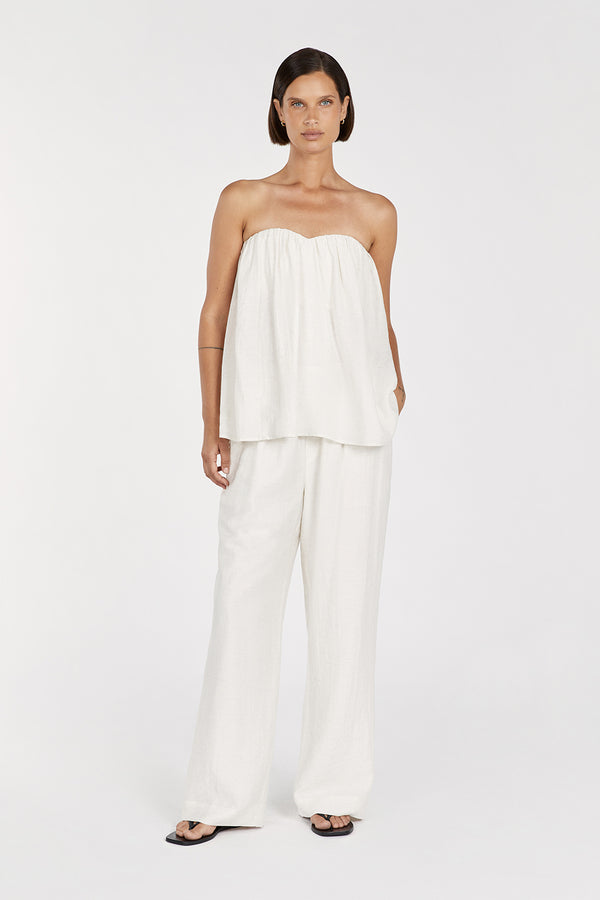 SHANIYA OFF WHITE LINEN BLEND PANT | Dissh