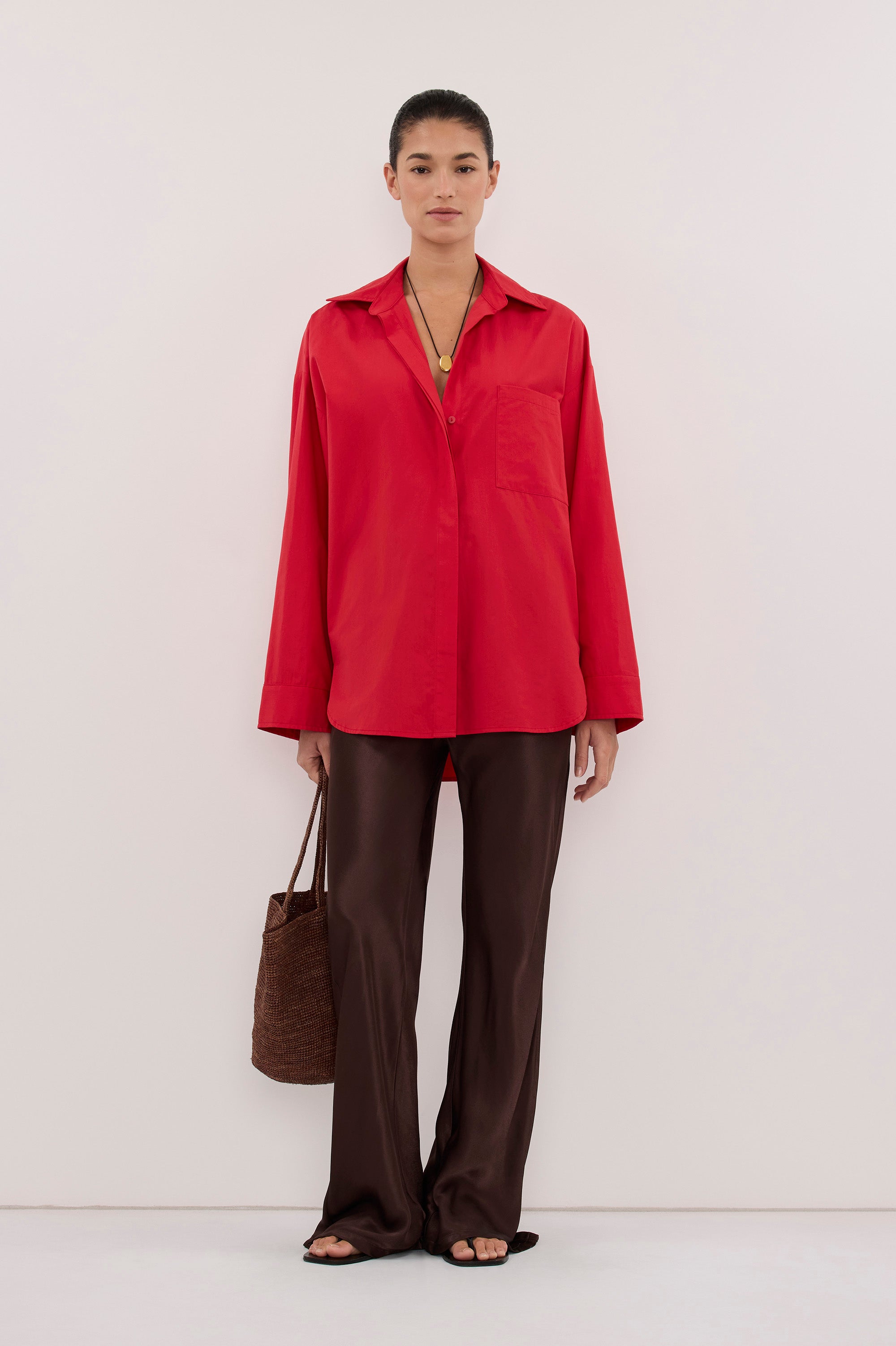 NIKKI BITTER CHOC SATIN BIAS PANT