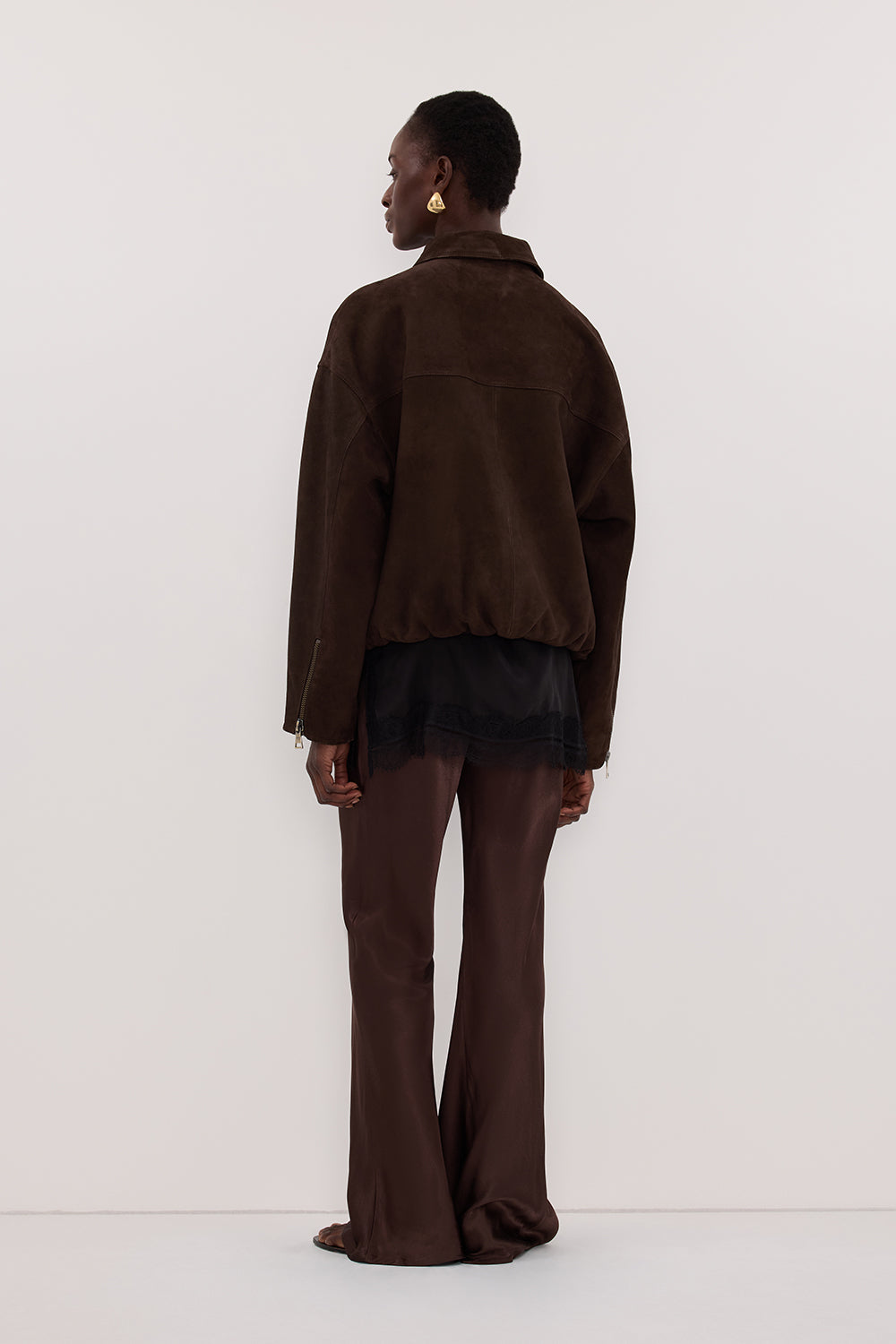 NIKKI BITTER CHOC SATIN BIAS PANT