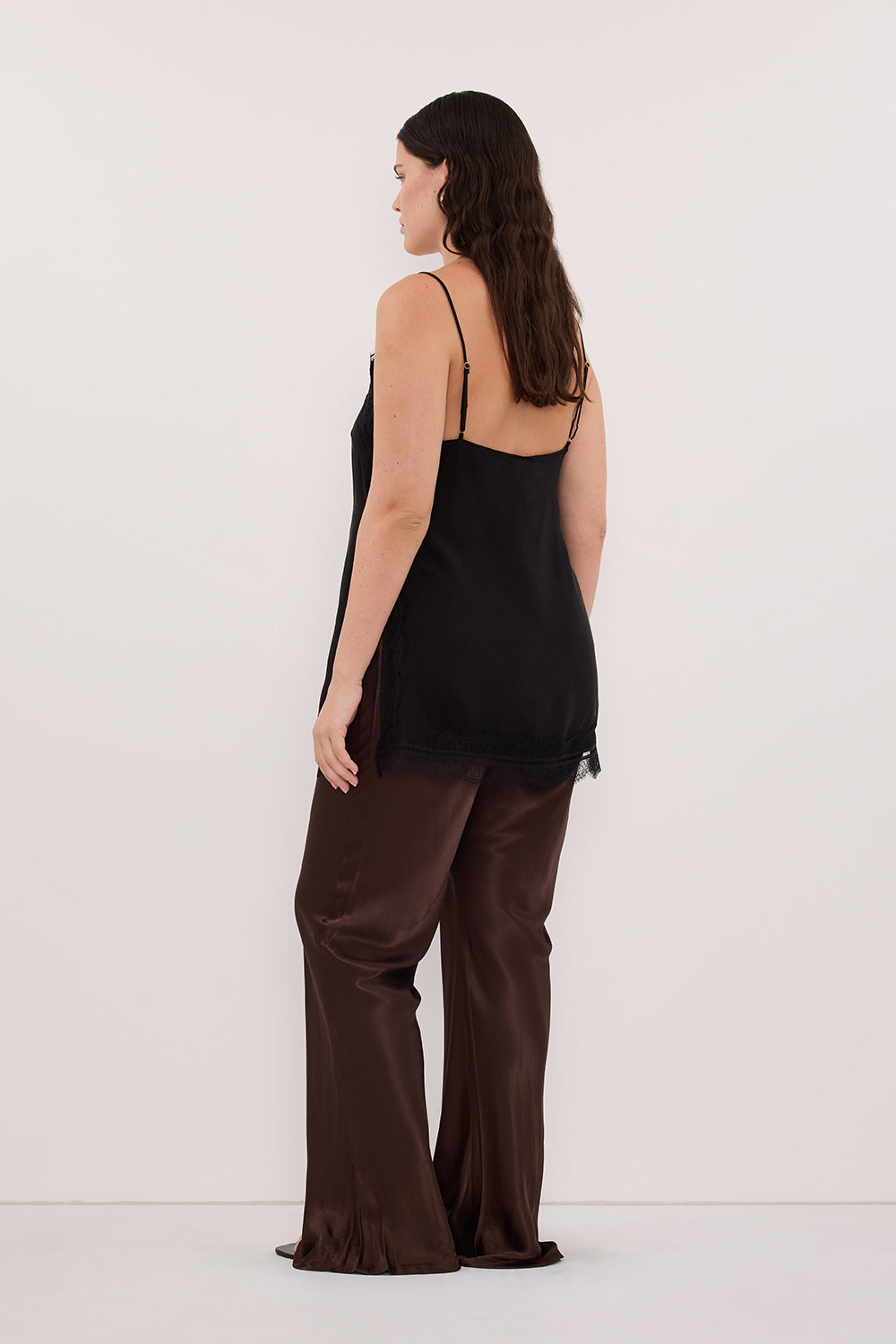 NIKKI BITTER CHOC SATIN BIAS PANT – DISSH