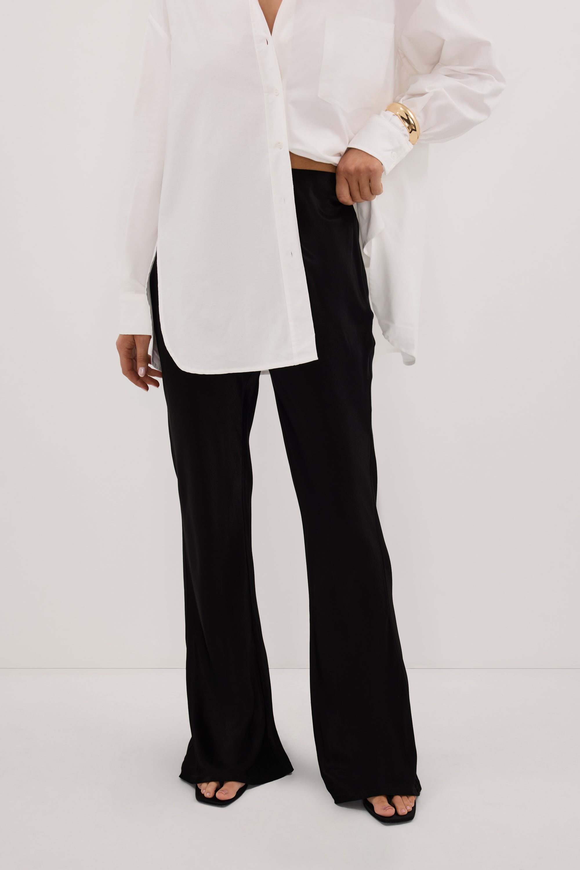 NIKKI BLACK SATIN BIAS PANT