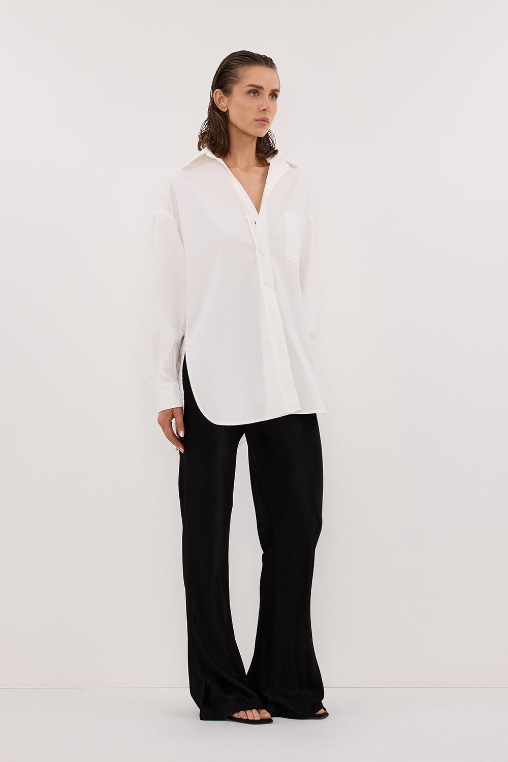 NIKKI BLACK SATIN BIAS PANT