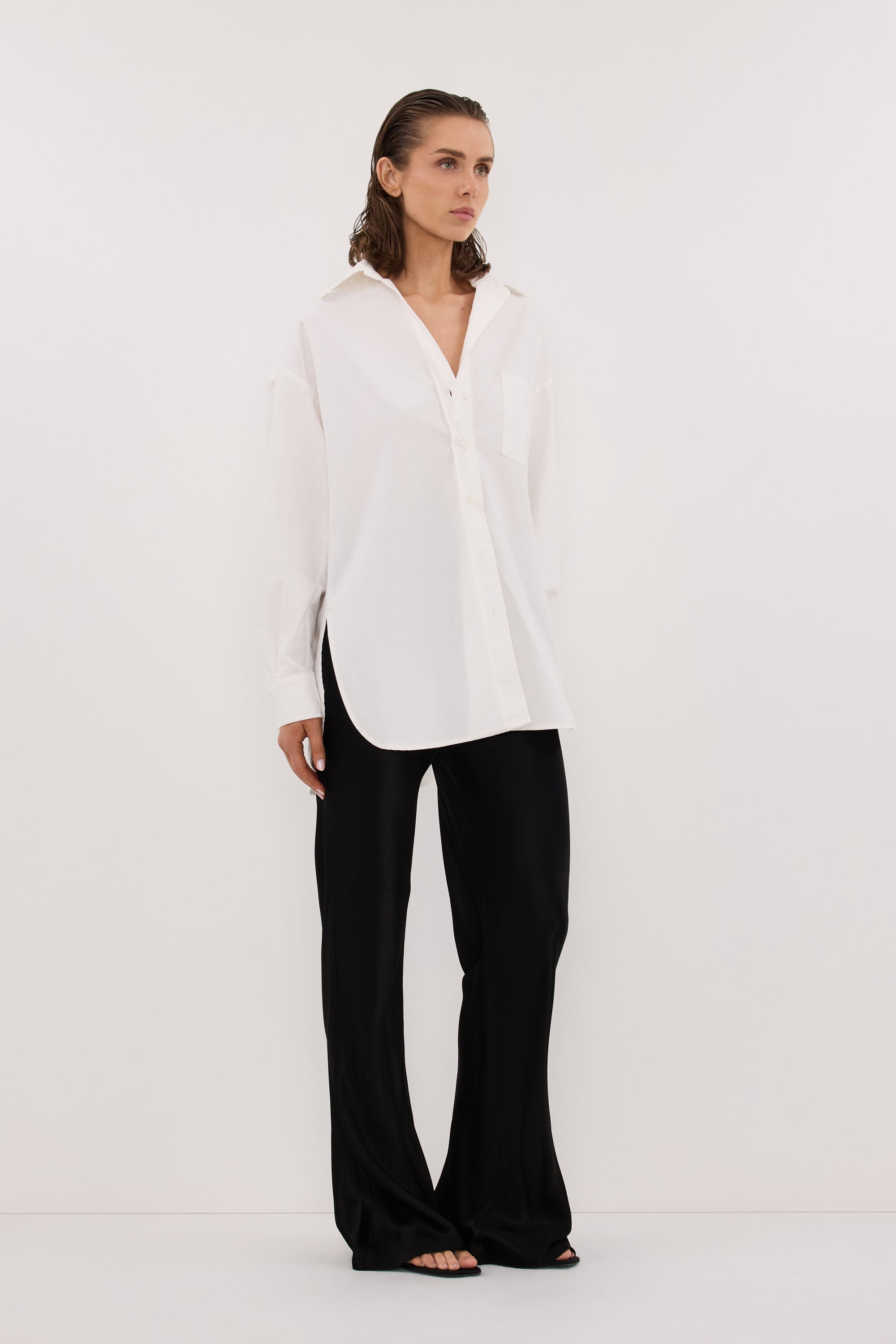 NIKKI BLACK SATIN BIAS PANT