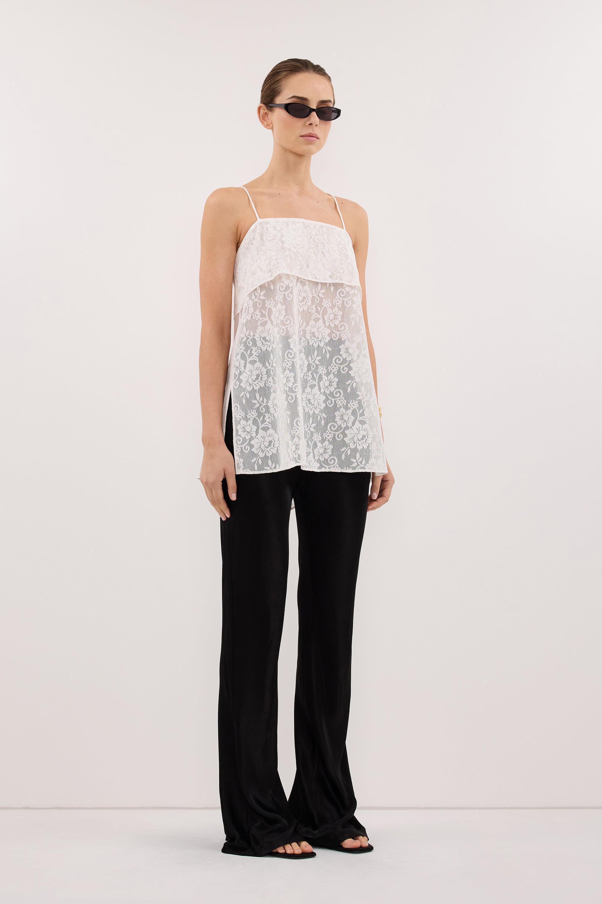 NIKKI BLACK SATIN BIAS PANT