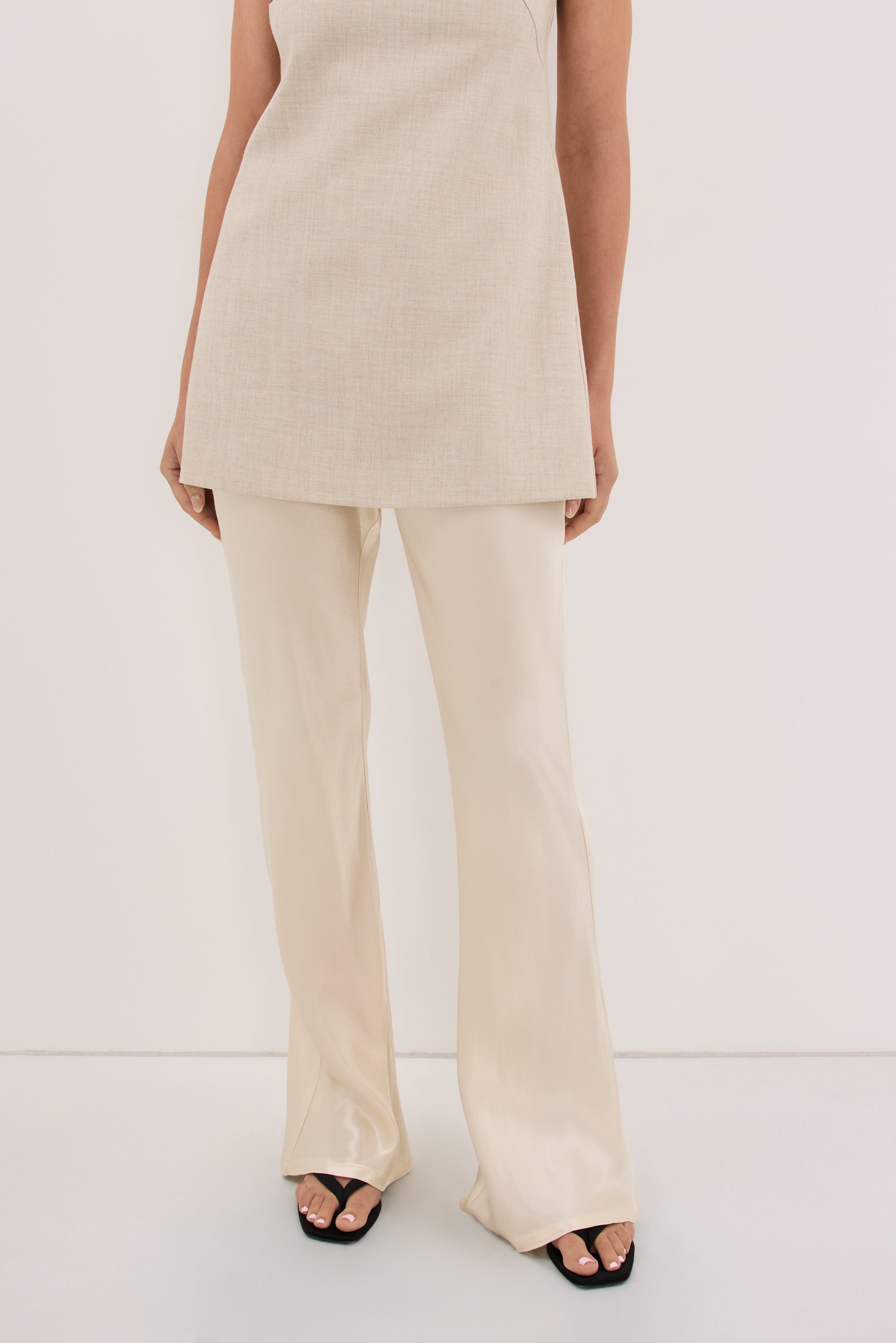 NIKKI CREAM SATIN BIAS PANT