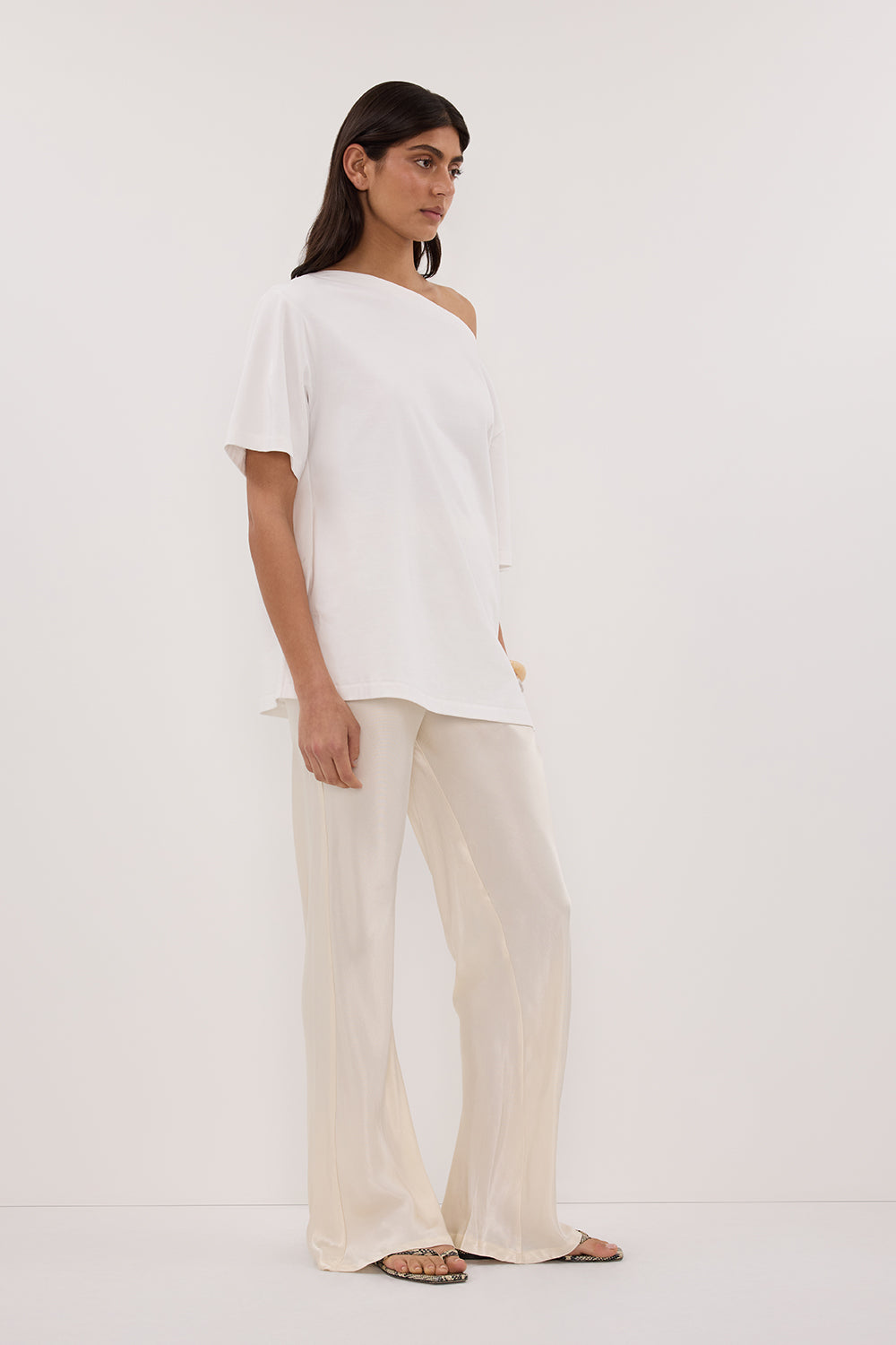 NIKKI CREAM SATIN BIAS PANT