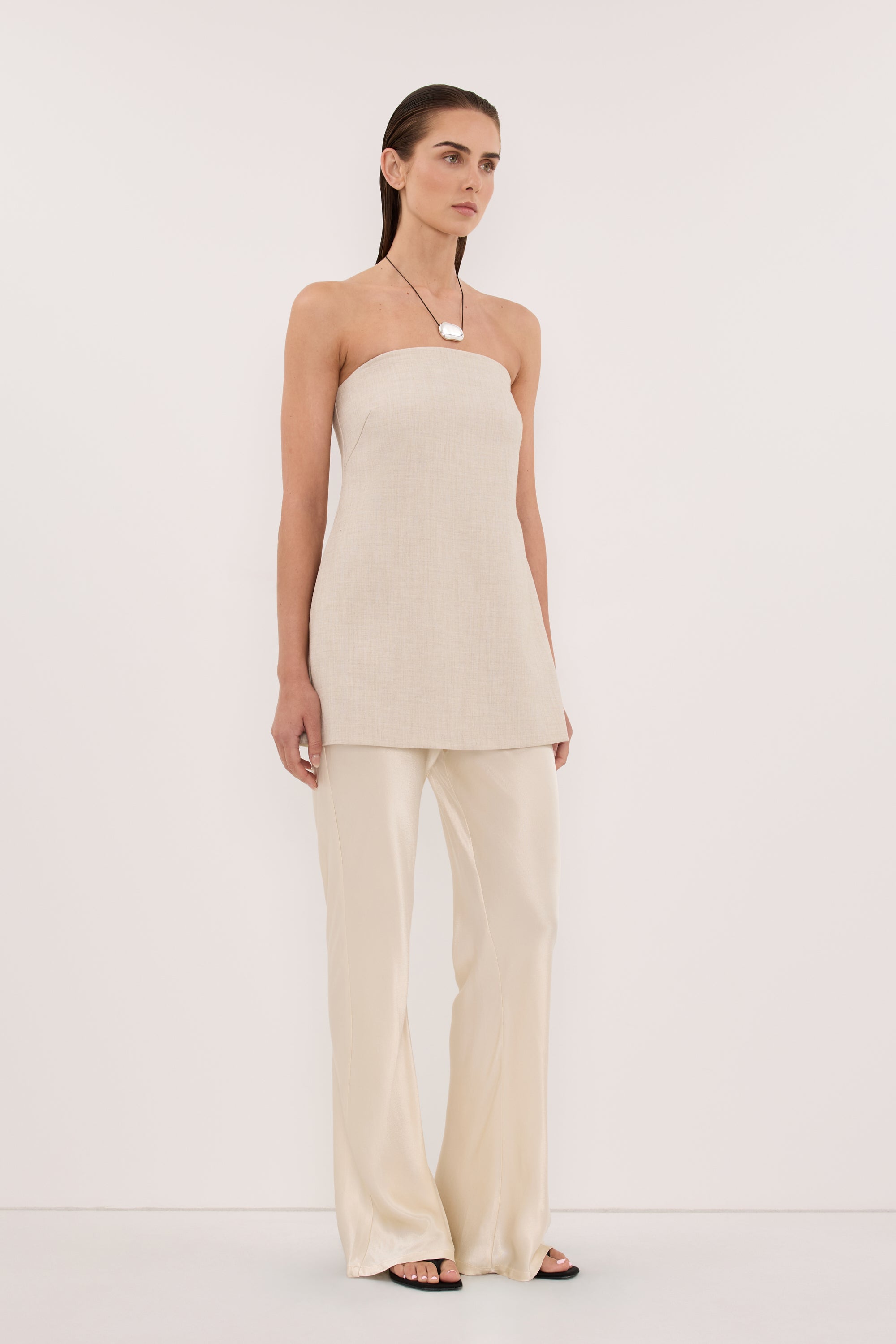 NIKKI CREAM SATIN BIAS PANT