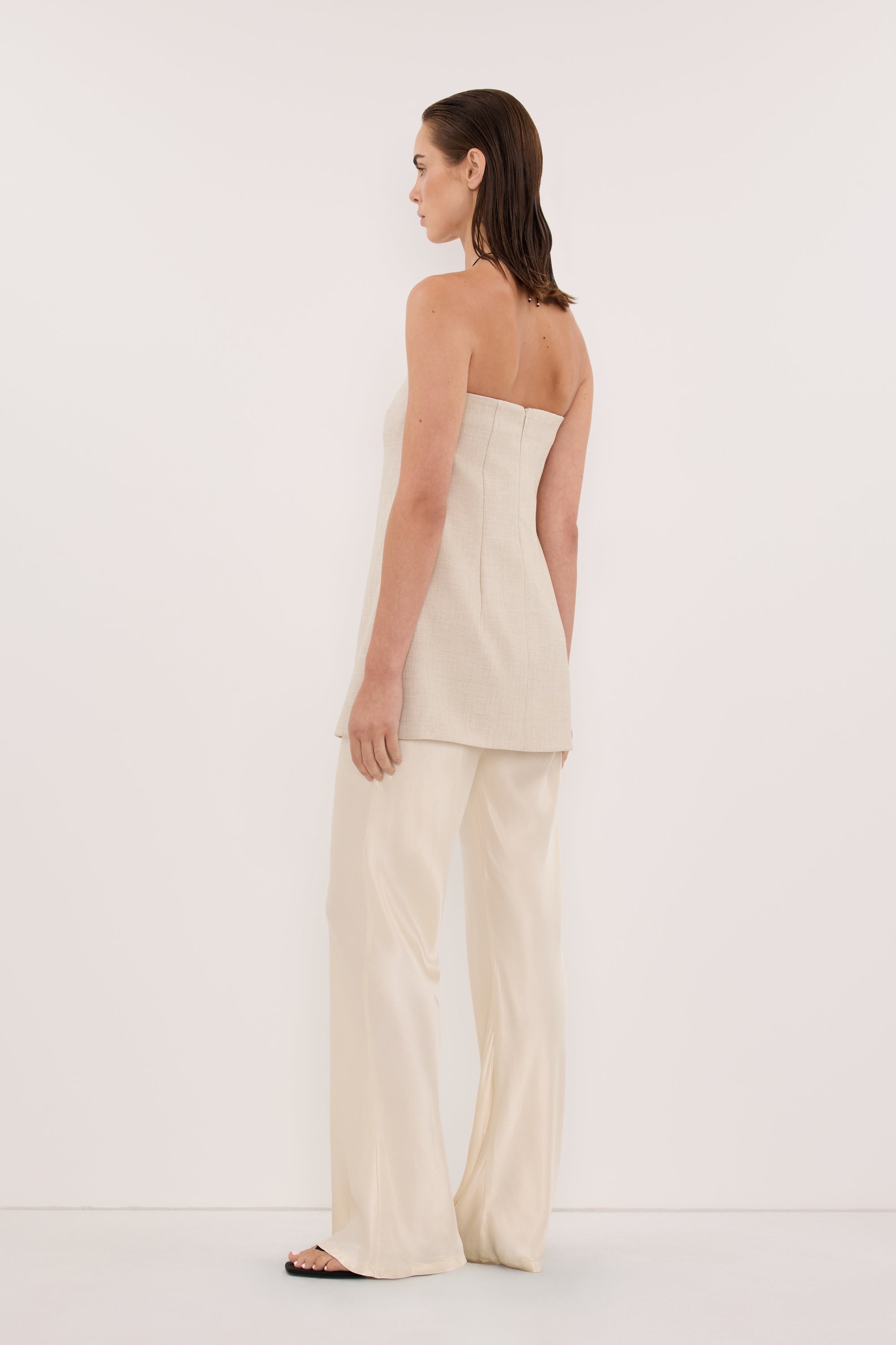 Nikki Satin Bias Pants in Cream By DISSH