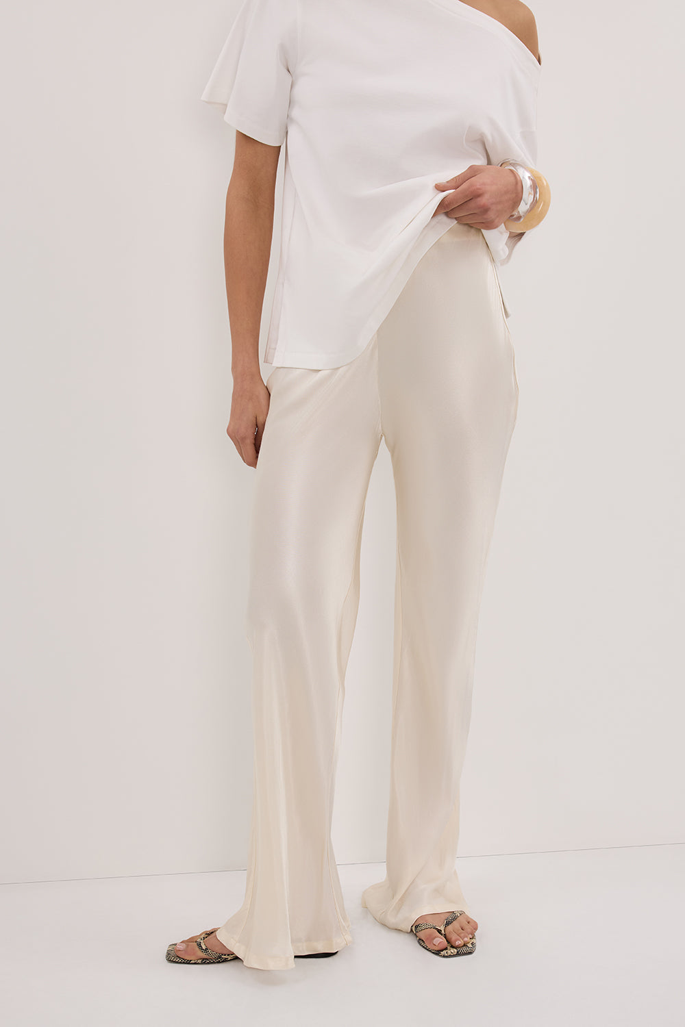 NIKKI CREAM SATIN BIAS PANT