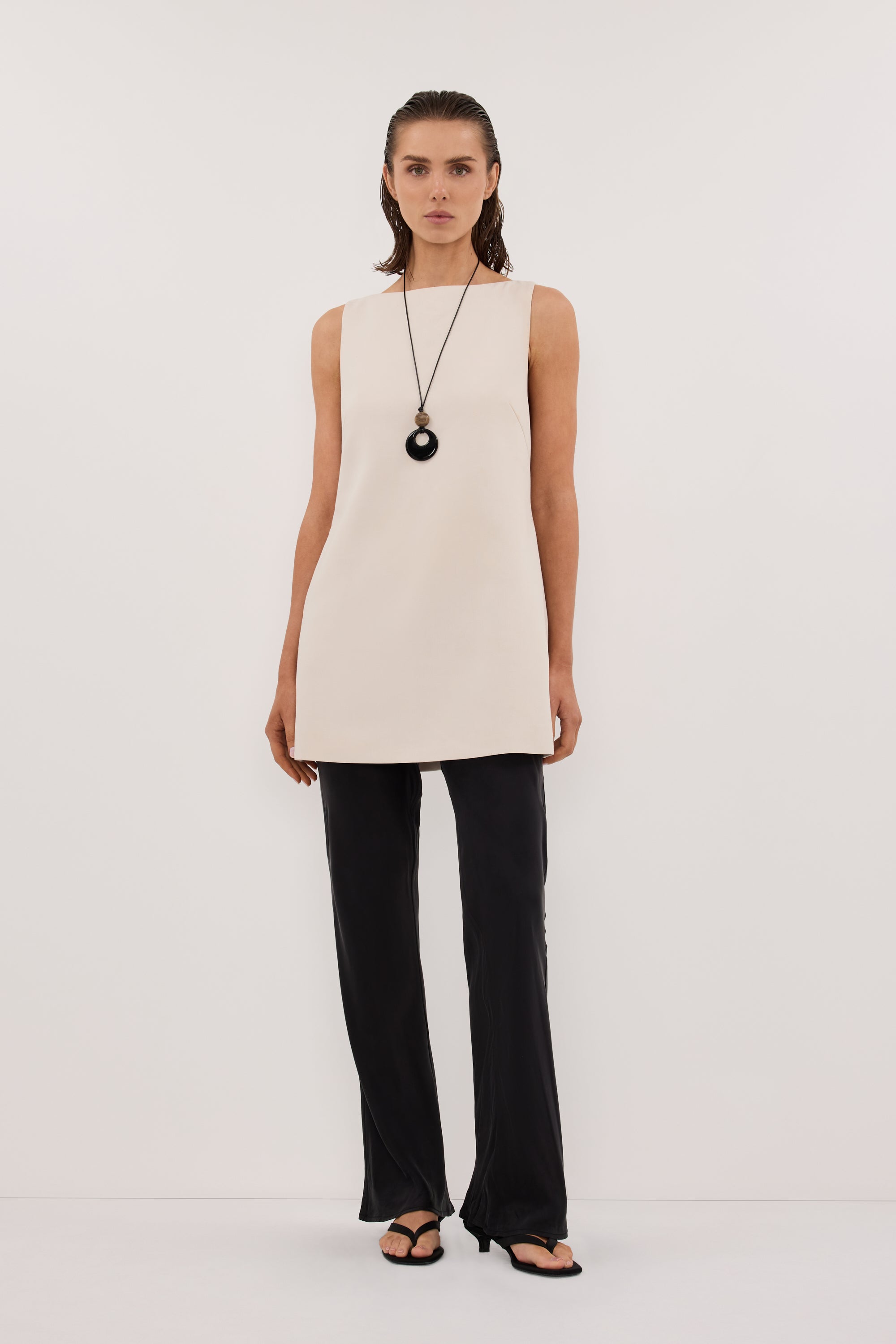 KYRA BLACK SILK BIAS PANTS