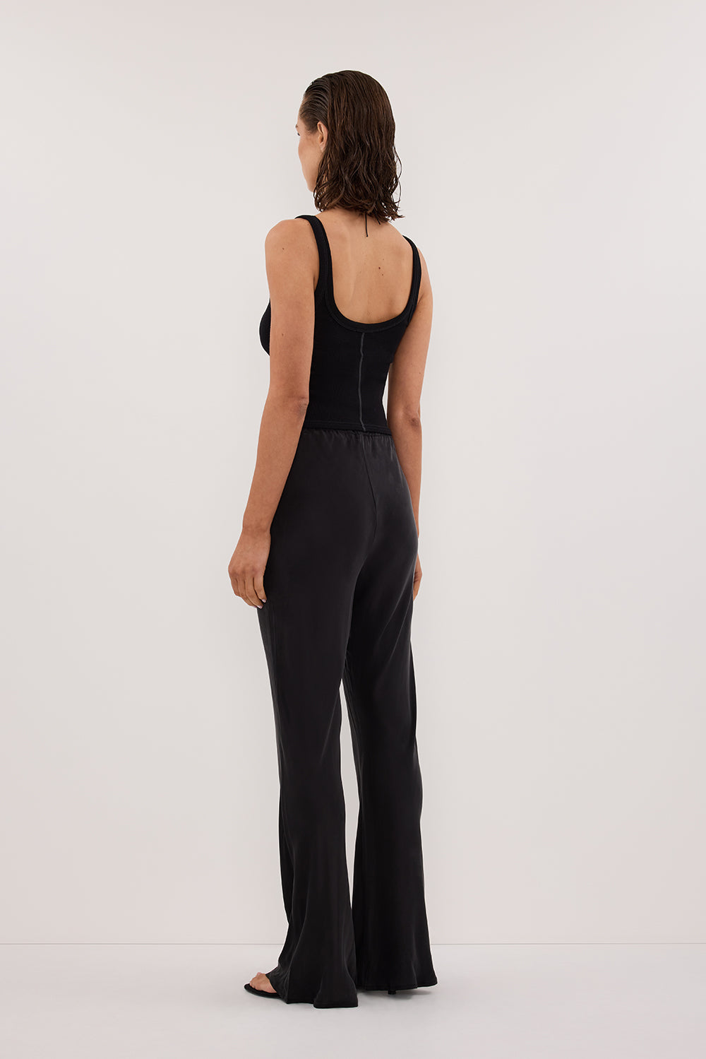 KYRA BLACK SILK BIAS PANTS
