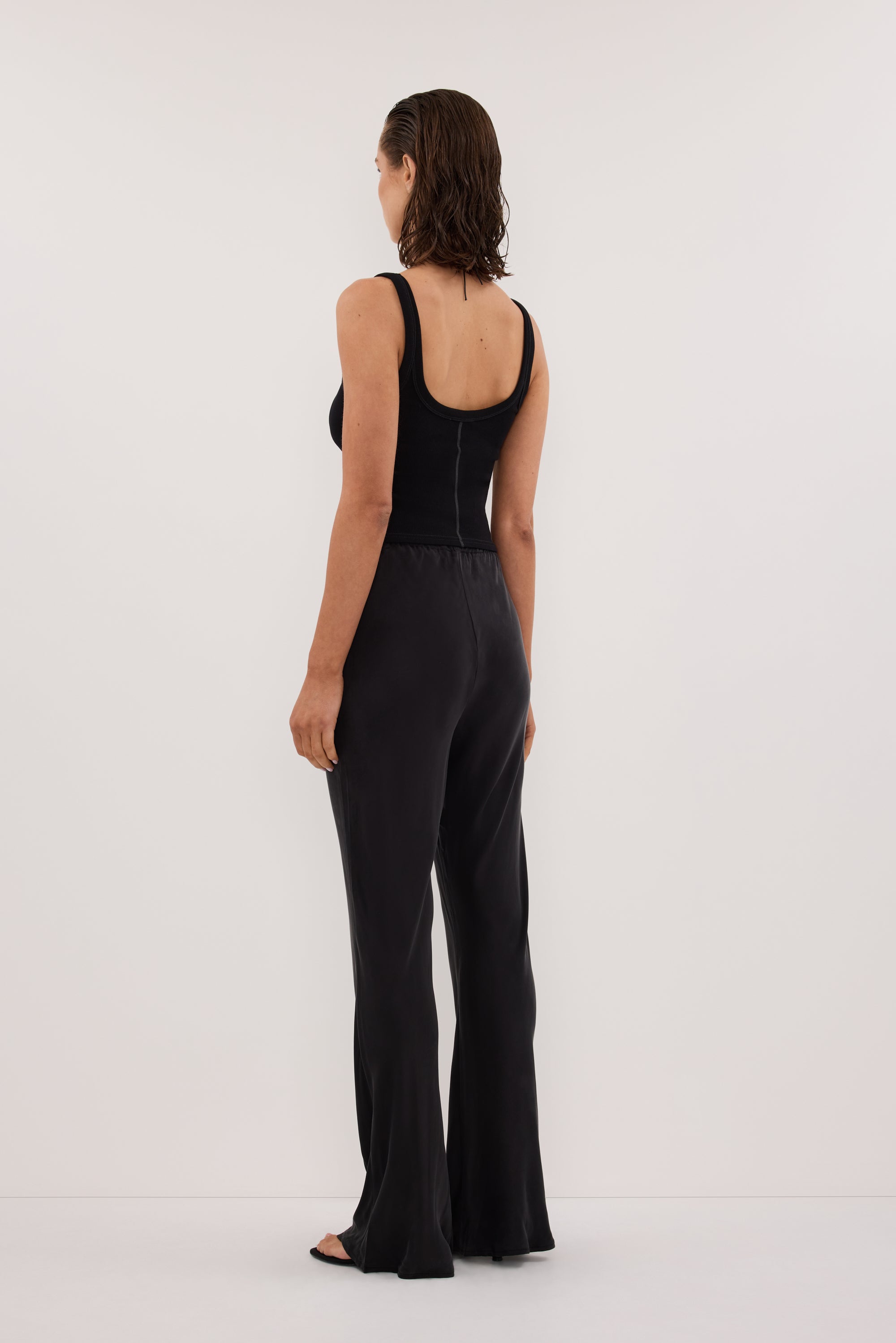 KYRA BLACK SILK BIAS PANTS