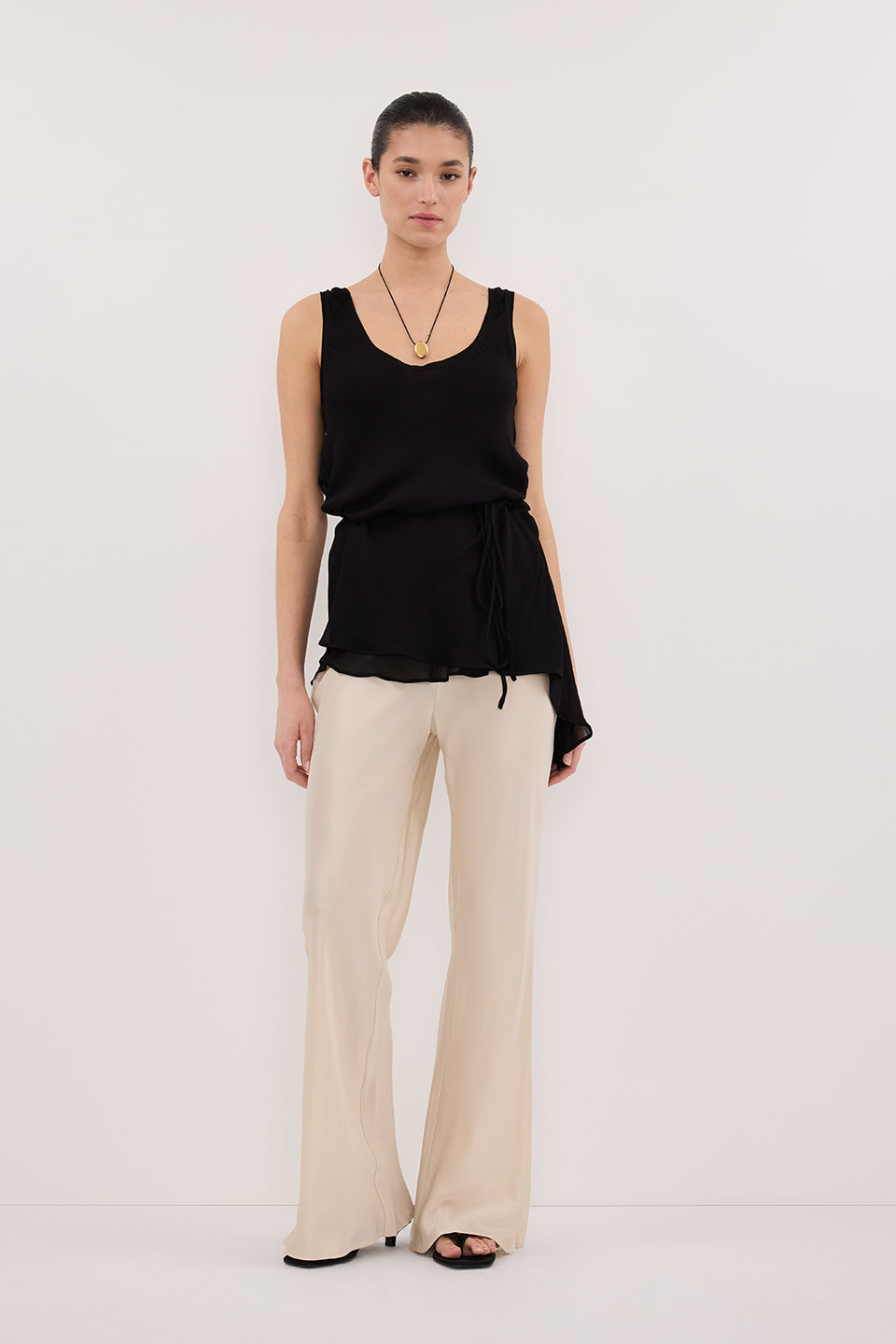 KYRA SANDSTONE SILK BIAS PANTS
