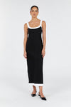 CARTER BLACK LINEN MIDI DRESS