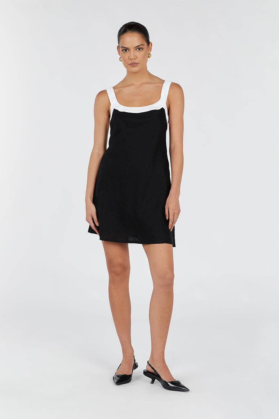 CARTER BLACK LINEN SHIFT MINI DRESS