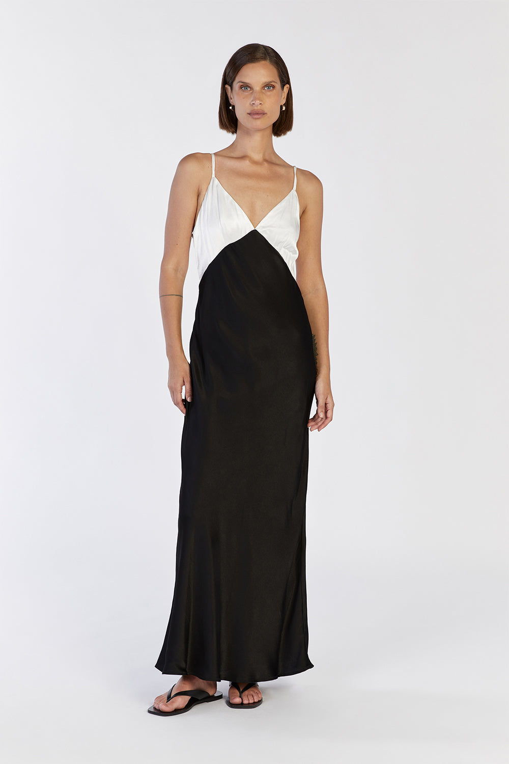 MILLY BLACK SATIN MIDI DRESS | Dissh