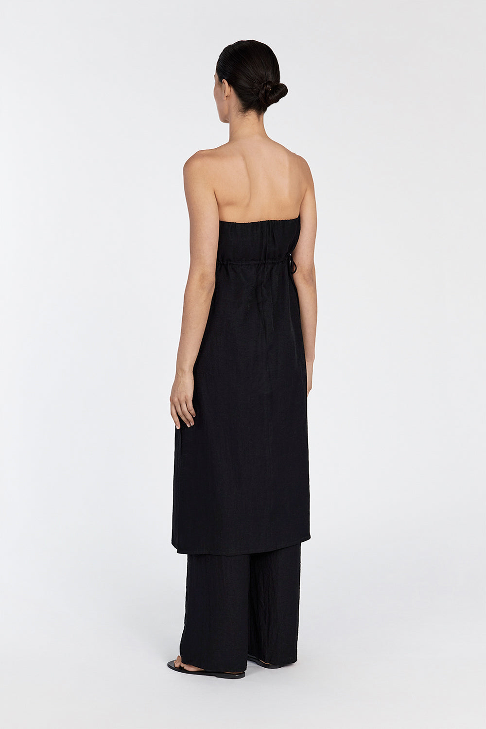 MEI BLACK LINEN BLEND TUNIC TOP