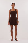 NIEVE CHOCOLATE SLEEVELESS MINI DRESS