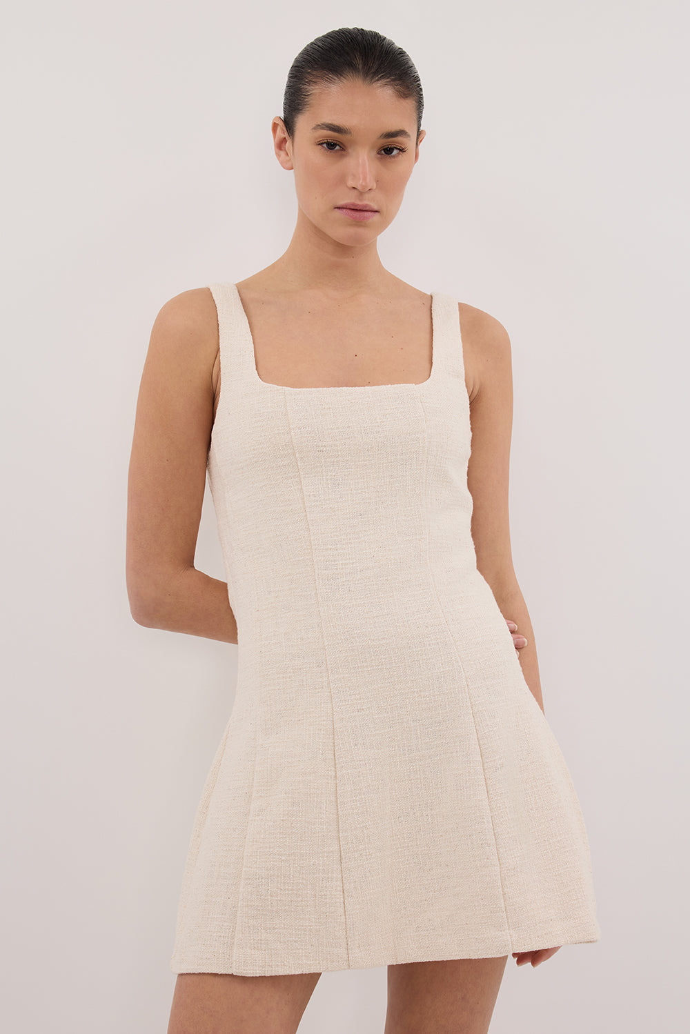 NIEVE NATURAL SLEEVELESS MINI DRESS